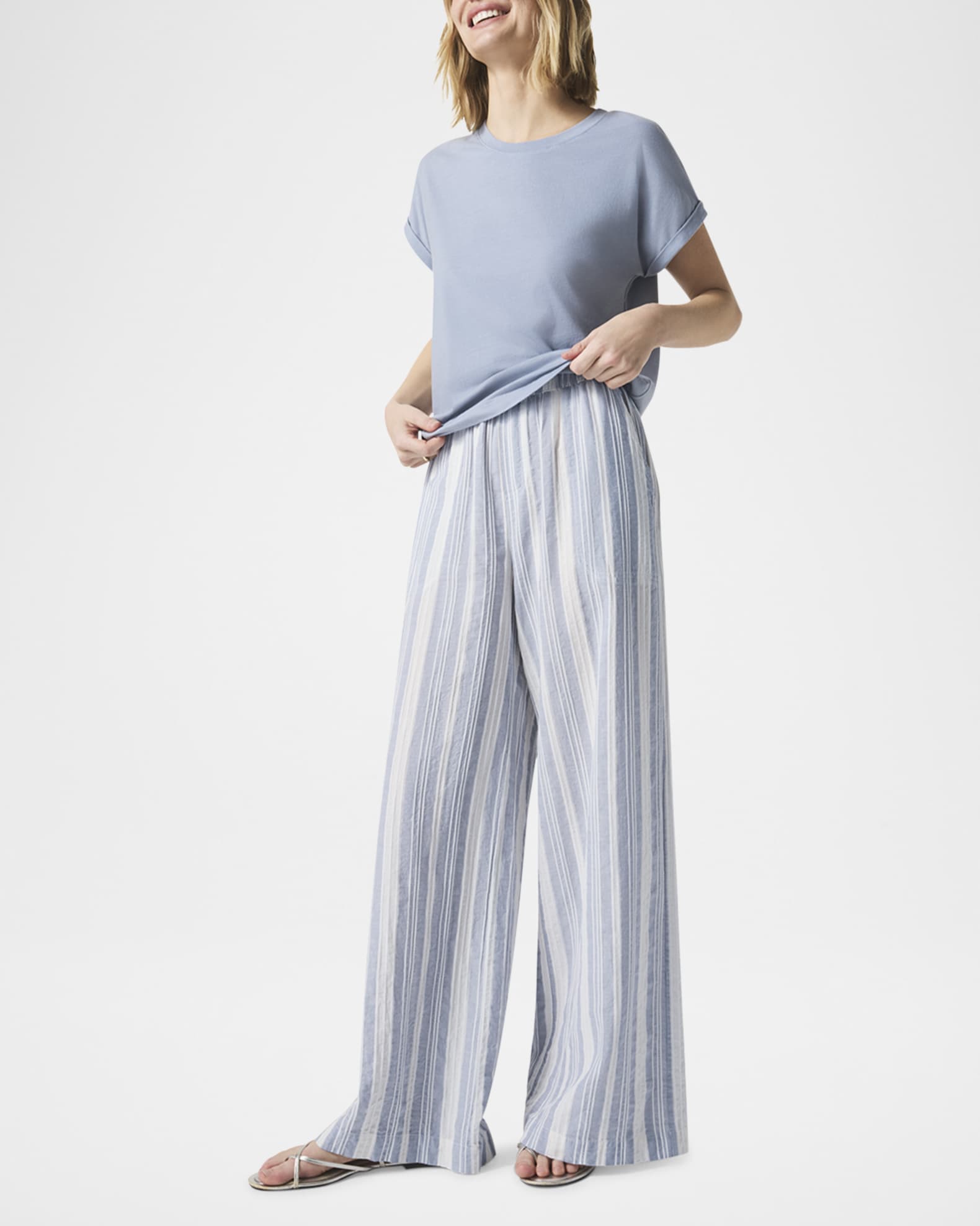 Raegan Striped Linen-Blend Pants 1