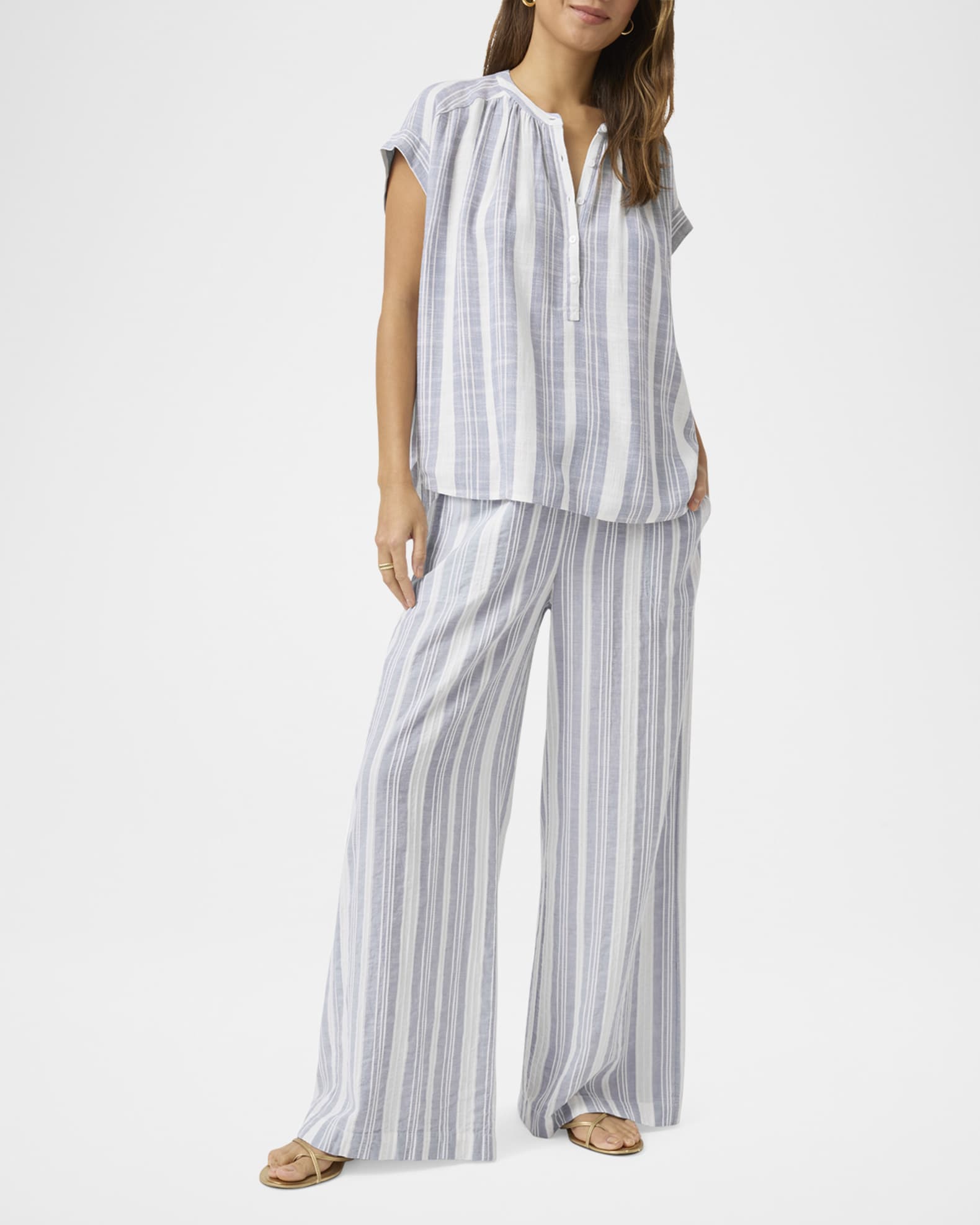 Raegan Striped Linen-Blend Blouse 1