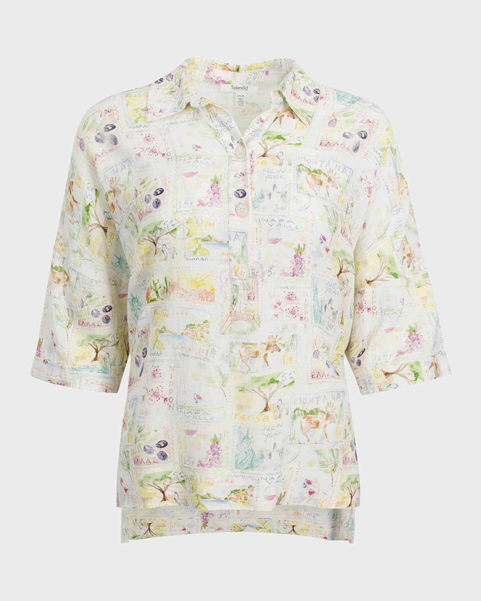 Coastal Postcard Linen-Blend Shirt 0