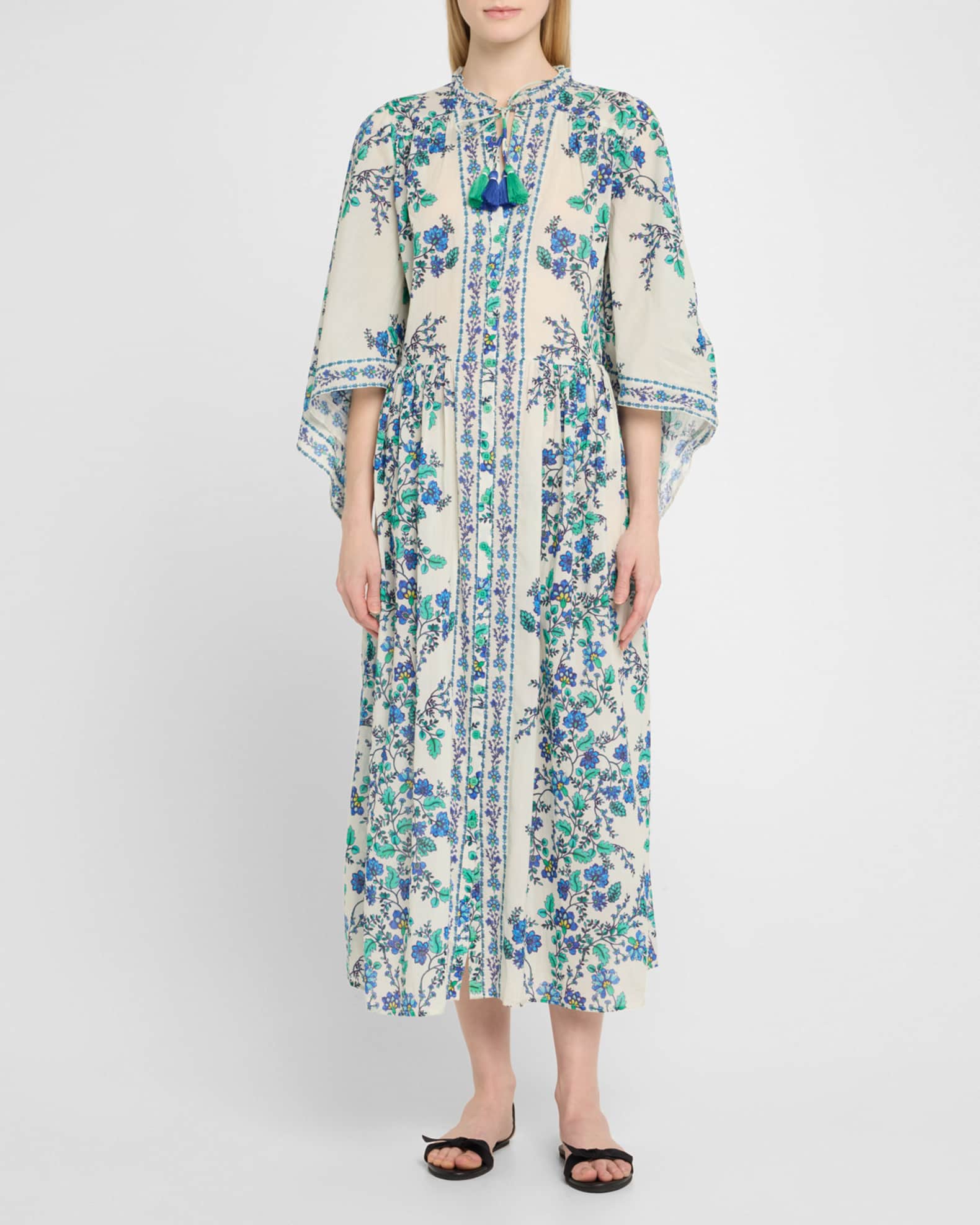 Tie-Sleeve Button-Front Midi Dress 1