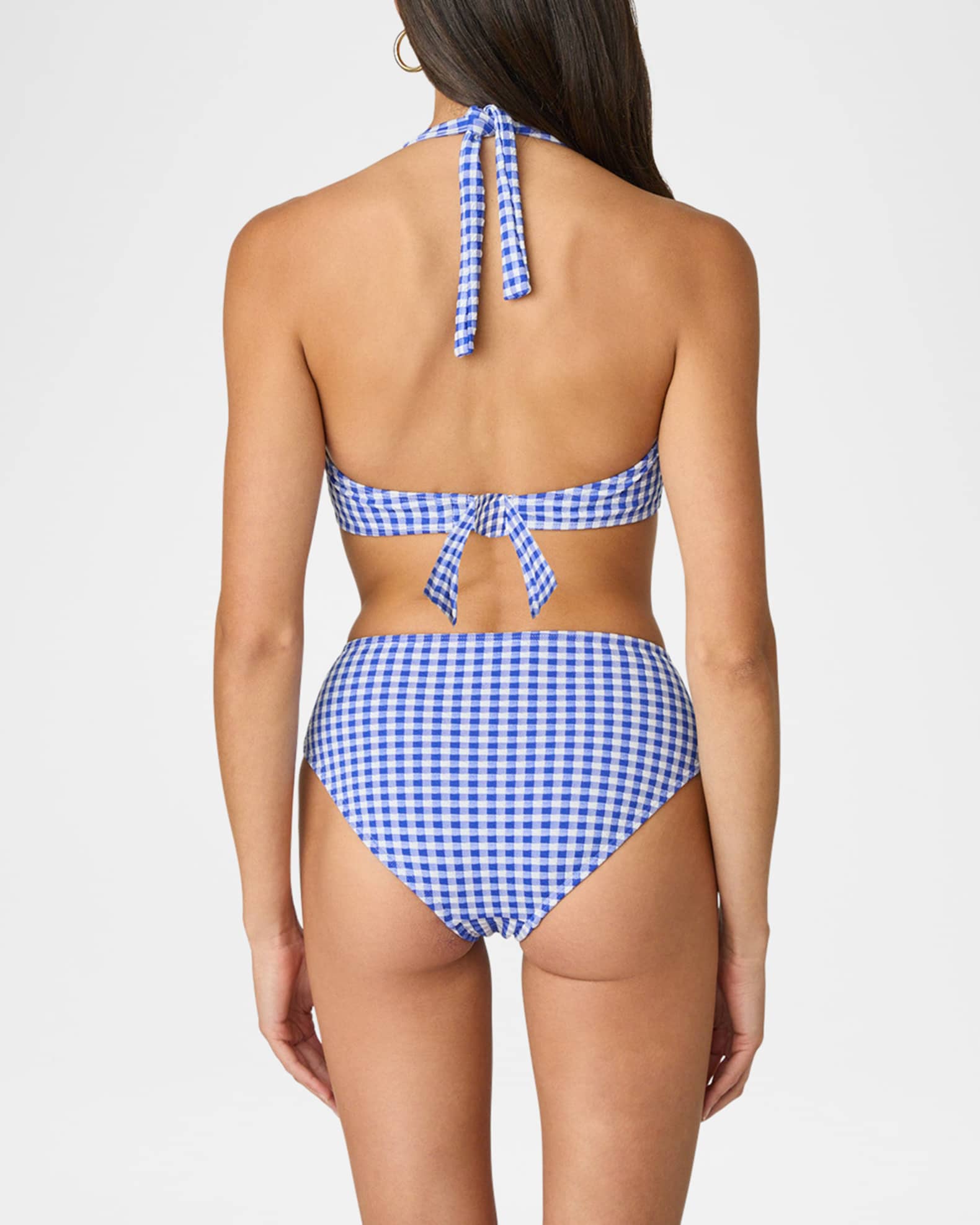 Gingham Tie High-Waist Bikini Bottoms 1