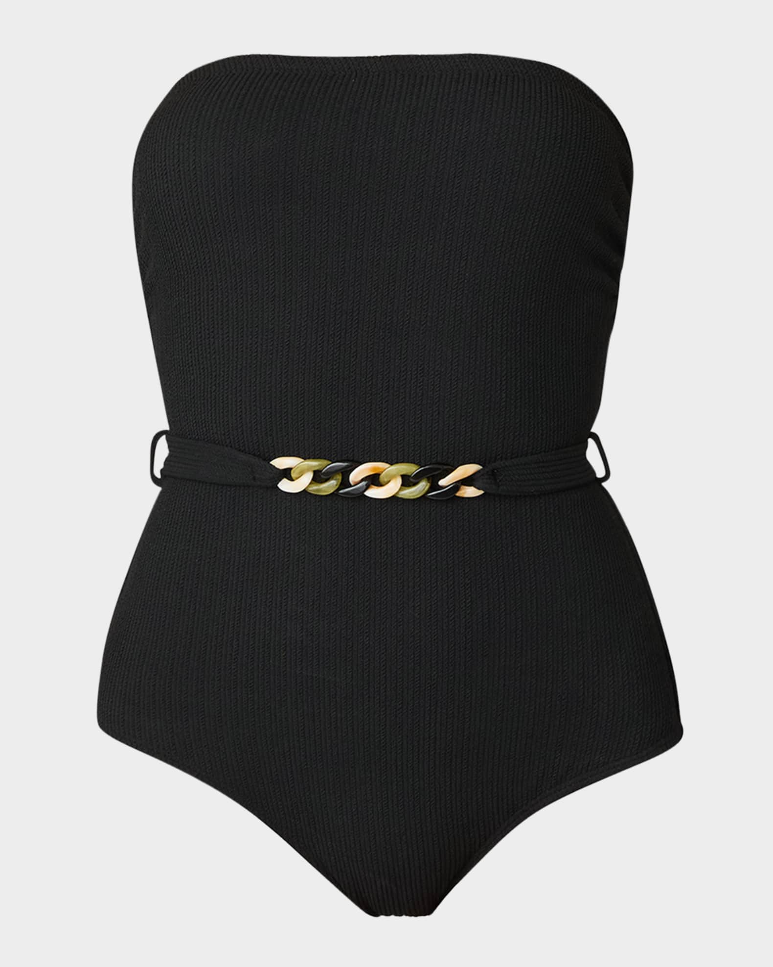 Belted Strapless One-Piece Swimsuit 0