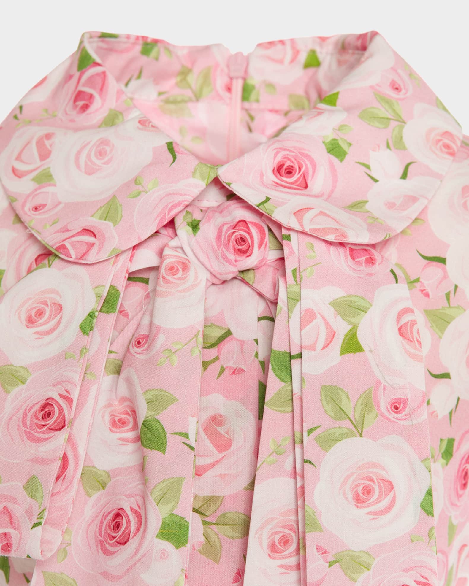 Girl's Positano Flowers Puff-Sleeve Dress, Size 3T-12 1