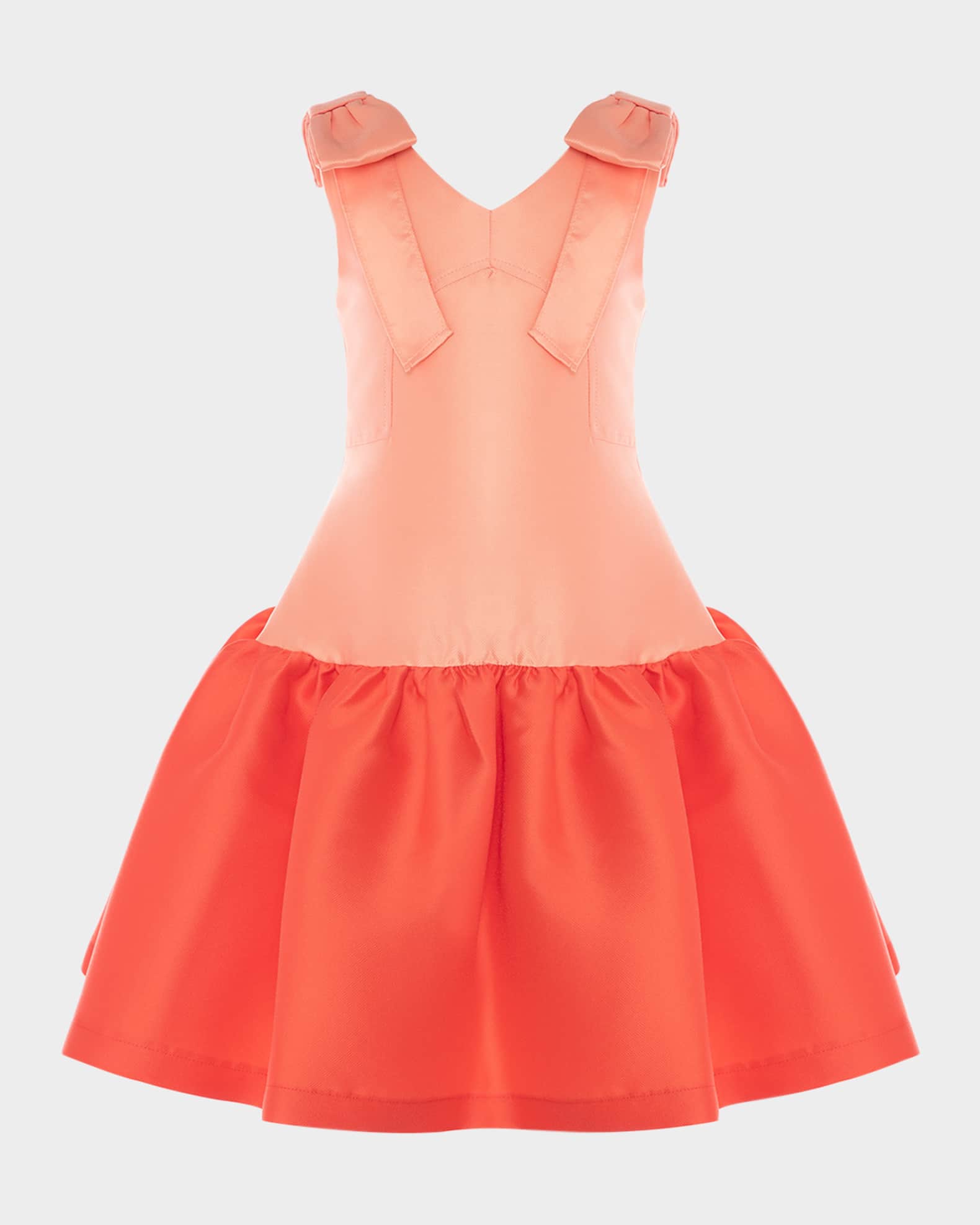 Girl's Sleeveless Two-Tone Satin Dress, Size 3T-12 0