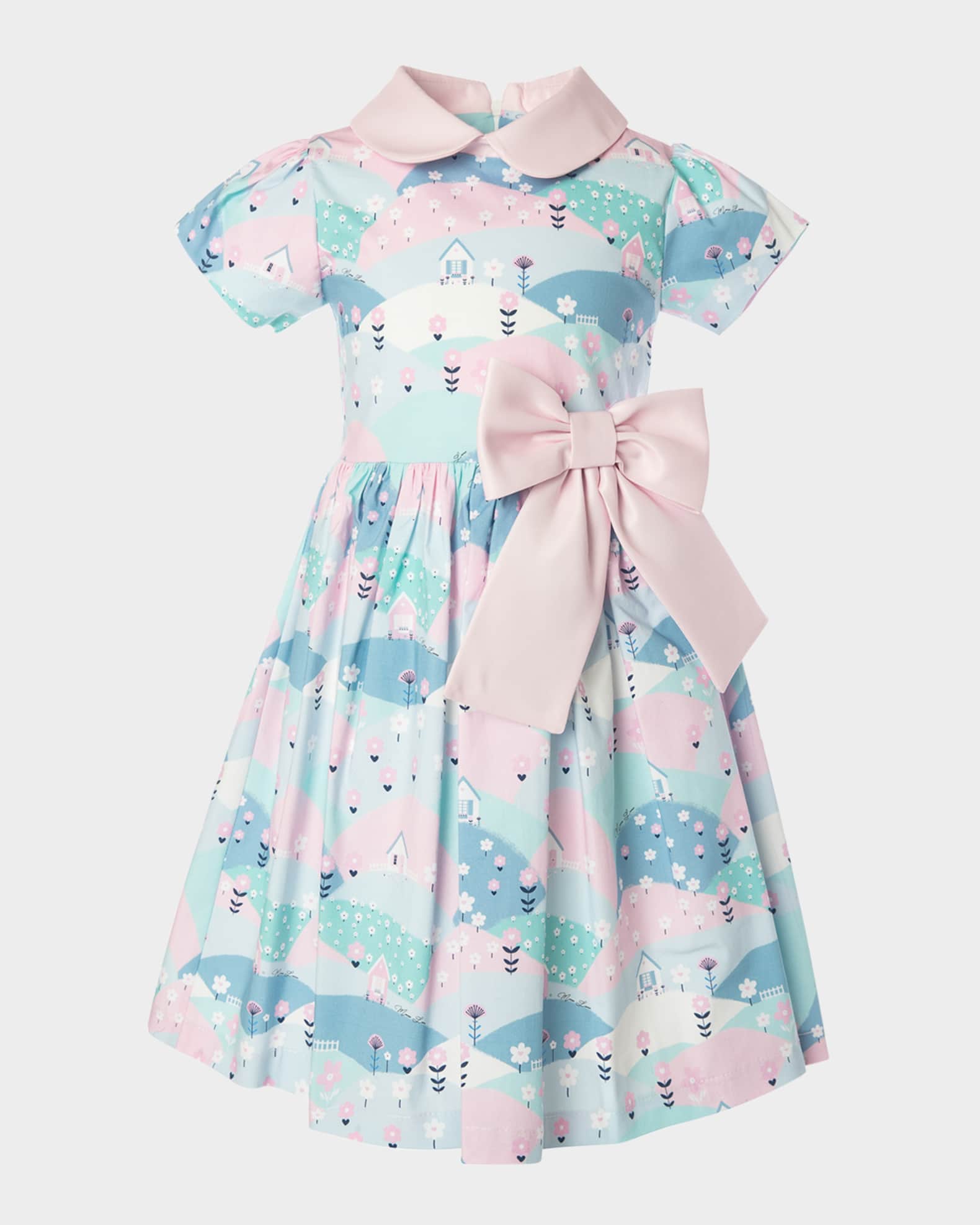 Girl's Pastel Cotton Poplin Dress, Size 3T-12 1