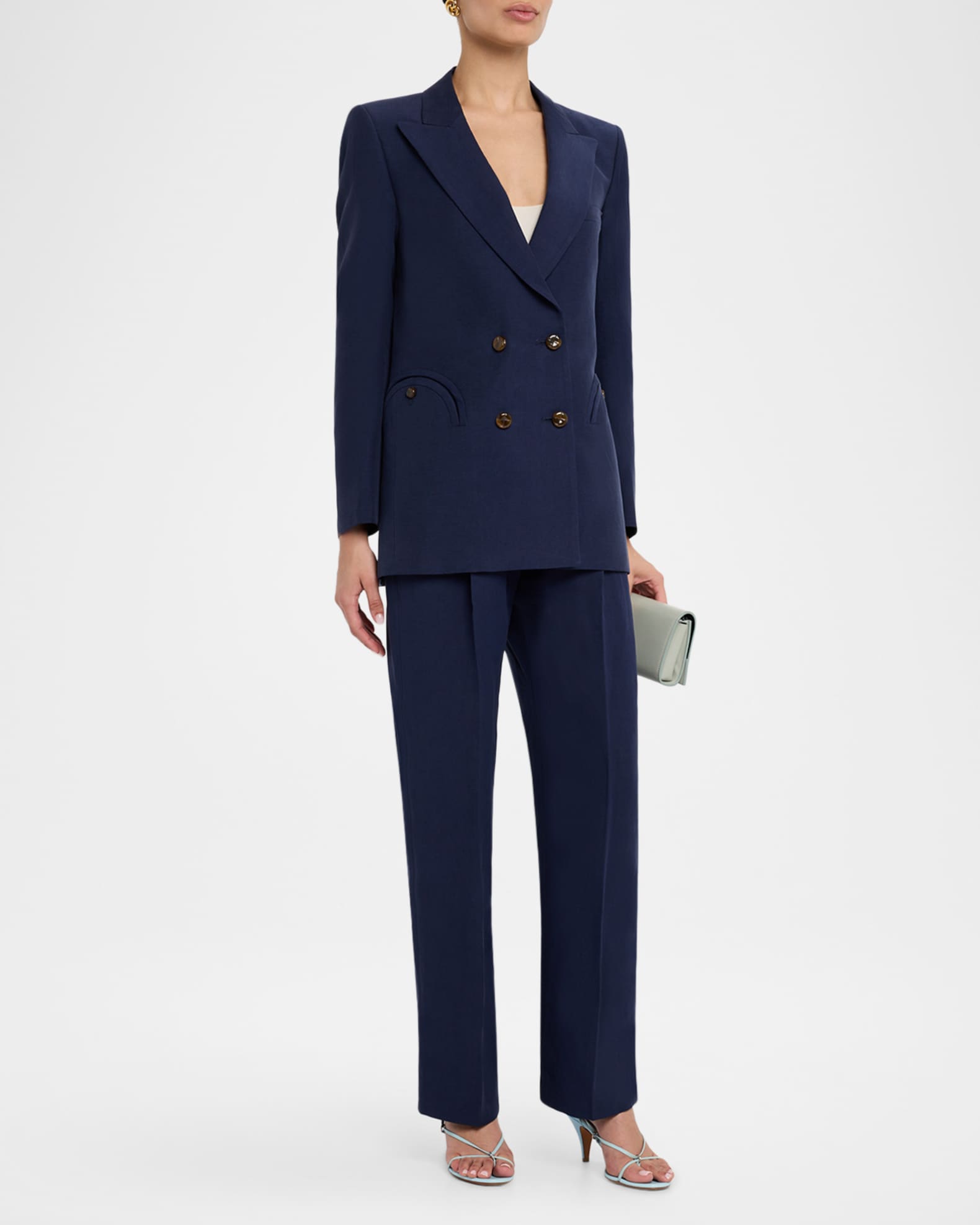 Savannah Fox Pleated Straight-Leg Pants 1