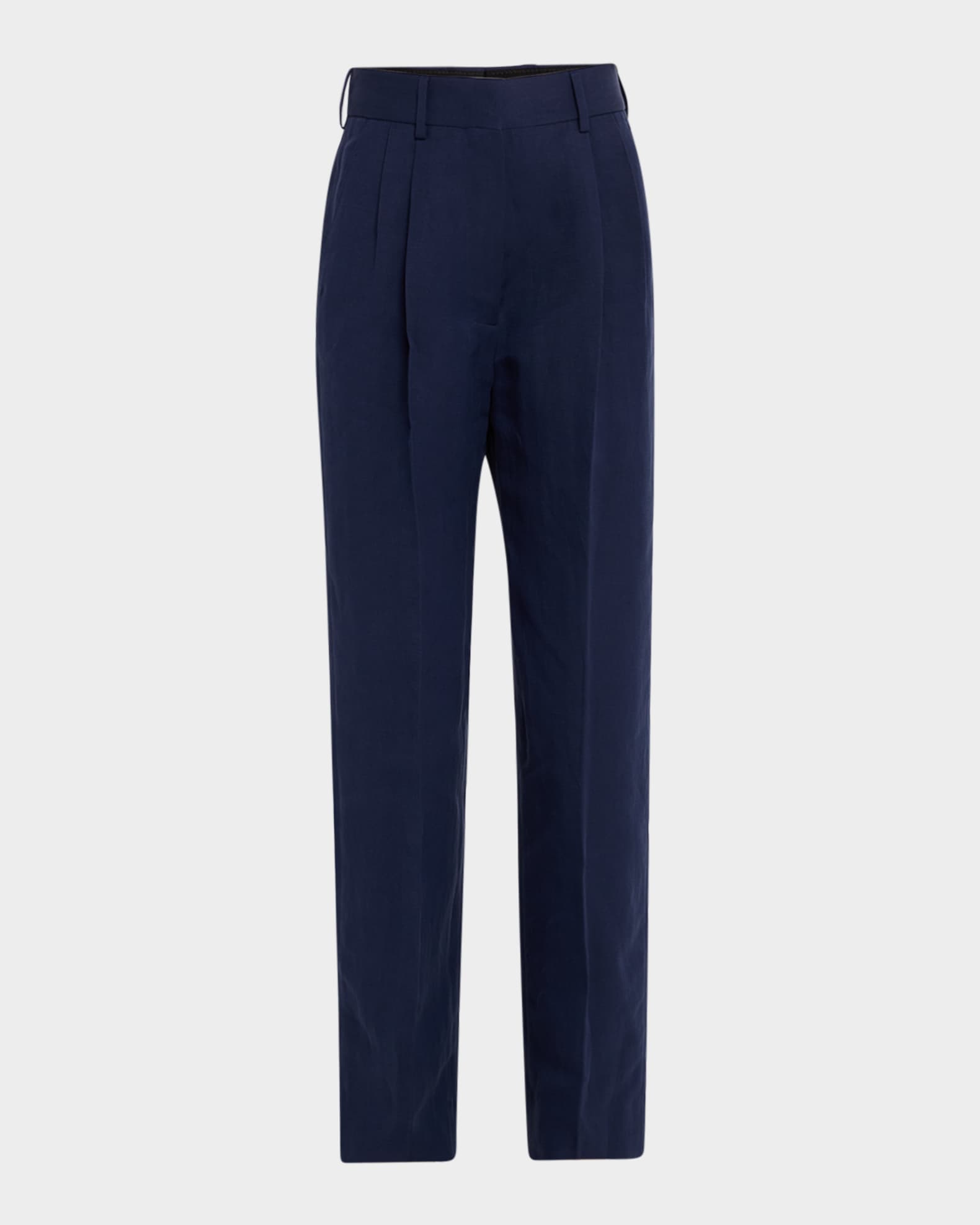 Savannah Fox Pleated Straight-Leg Pants 0