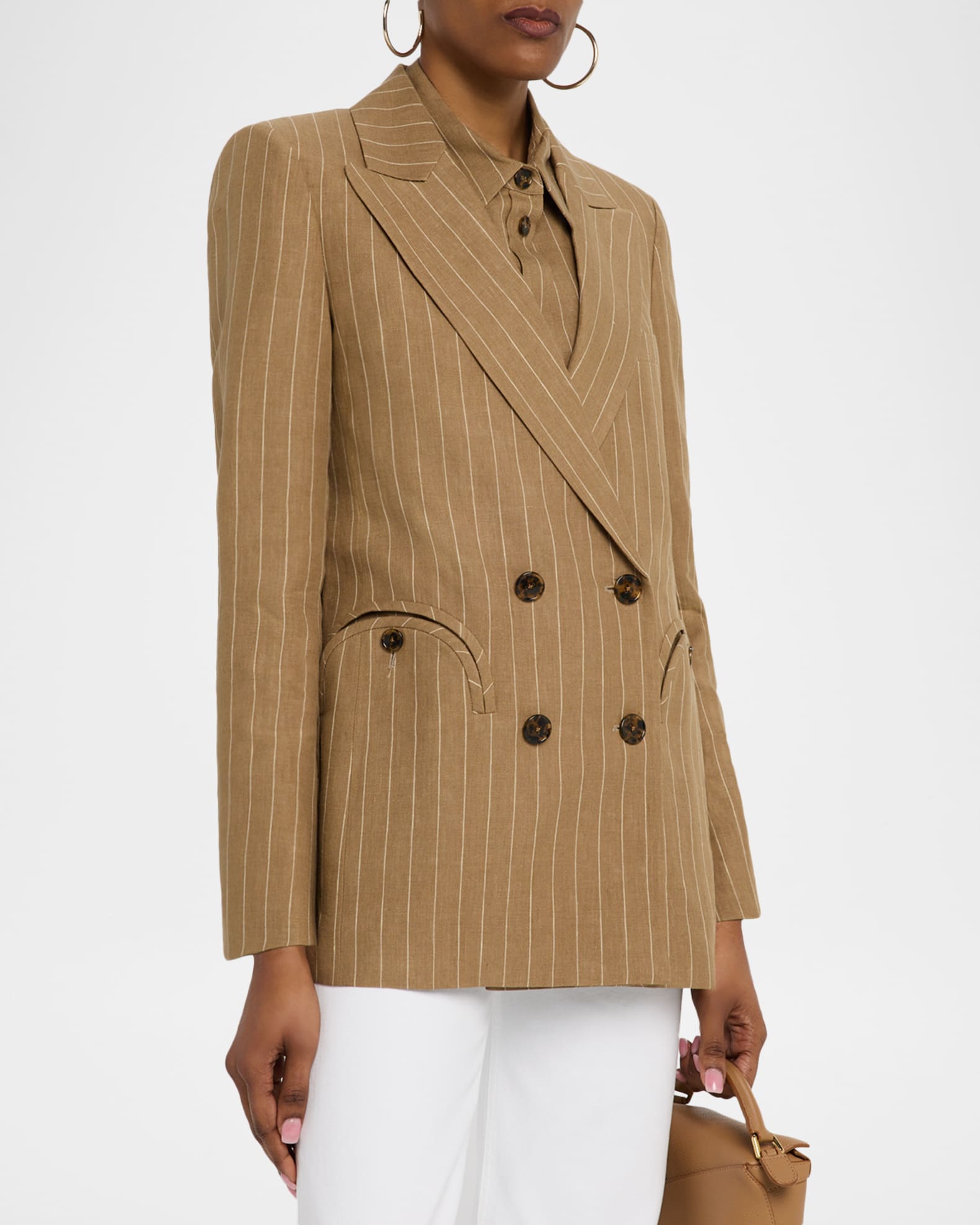 BLAZE Milano Heretique Pinstripe Linen Double-Breasted Blazer