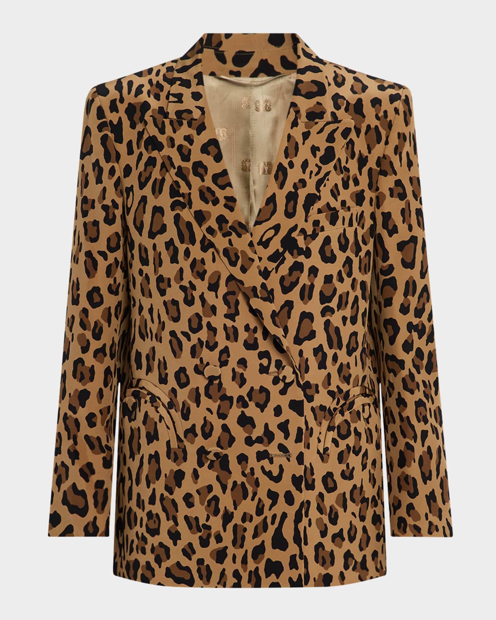 Simba Leopard-Print Double-Breasted Blazer