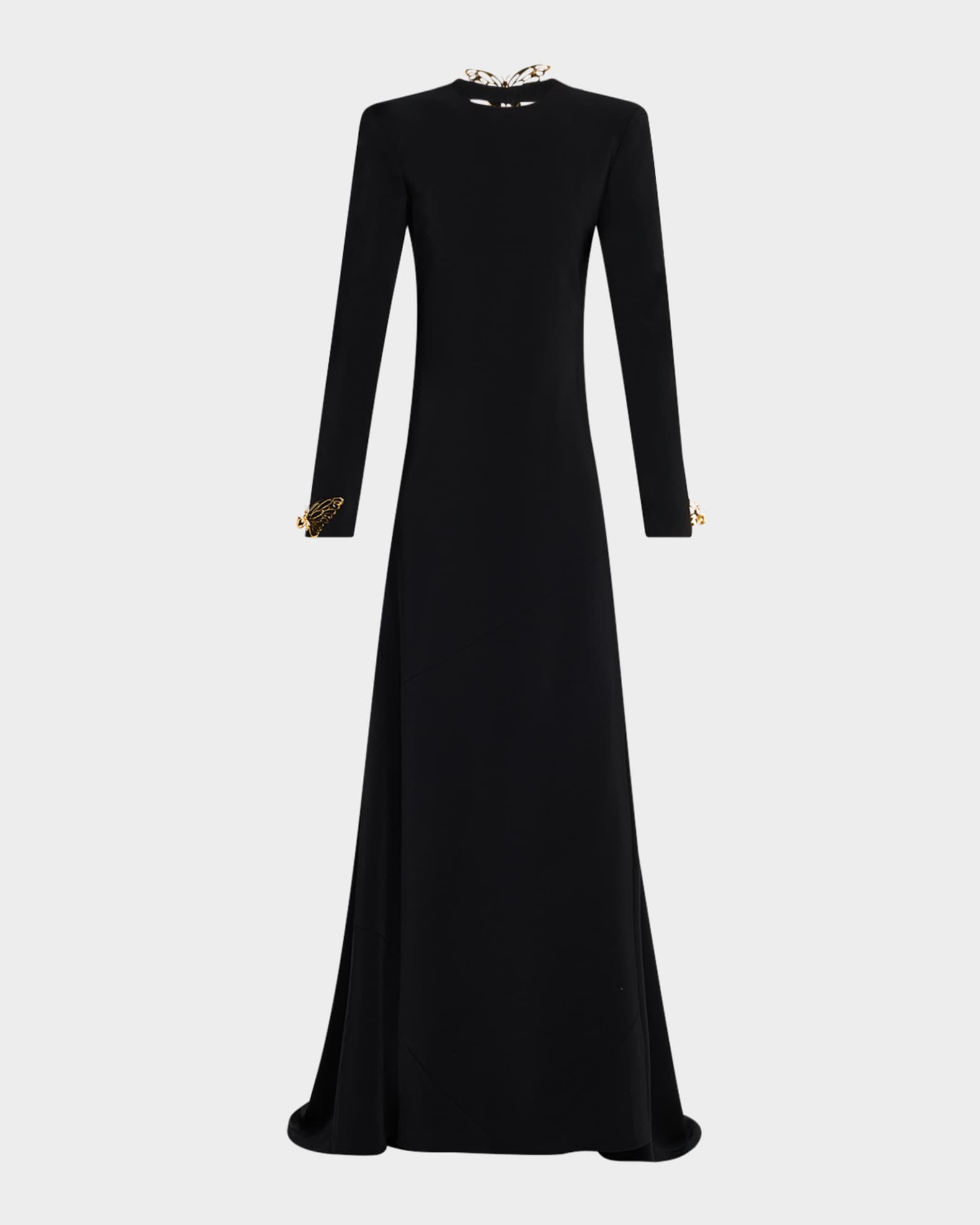 halloween long black dress Deep V-neck Black Lace Long Prom Dress 2021 Halloween Dress with Long Sleeves & Tulle Cape Custom Color / Custom Size main image 1