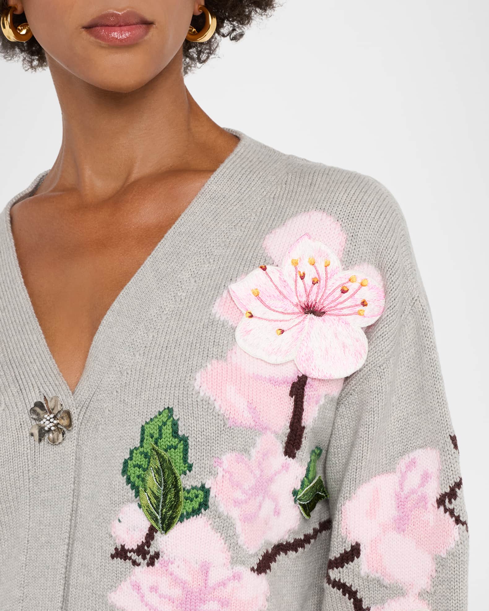 Vmblossom Ls O Neck Cardigan Syrah Detail Melange