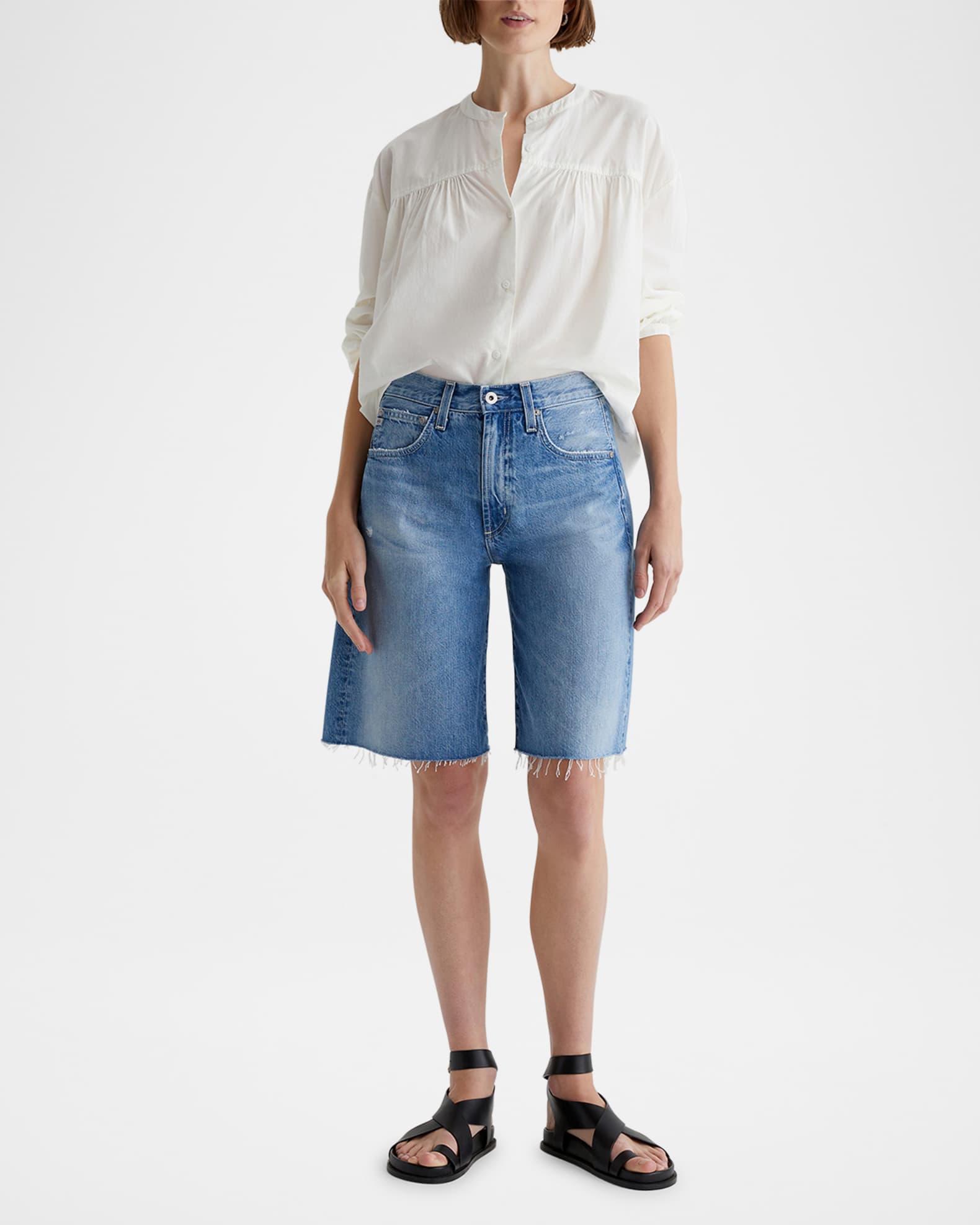 Hattie Relaxed High-Rise Denim Shorts 1