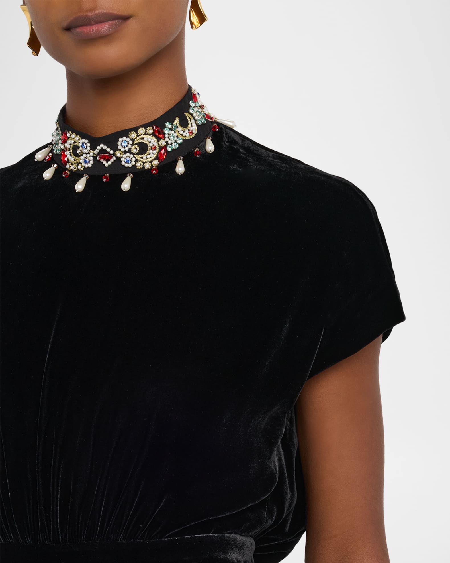 Saloni Fabienne Silk Long Dress Neiman Marcus