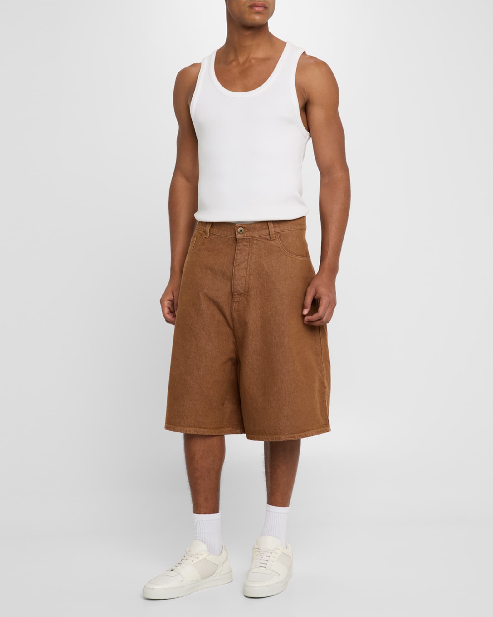 Men's Aged Denim Oversized Shorts 1
