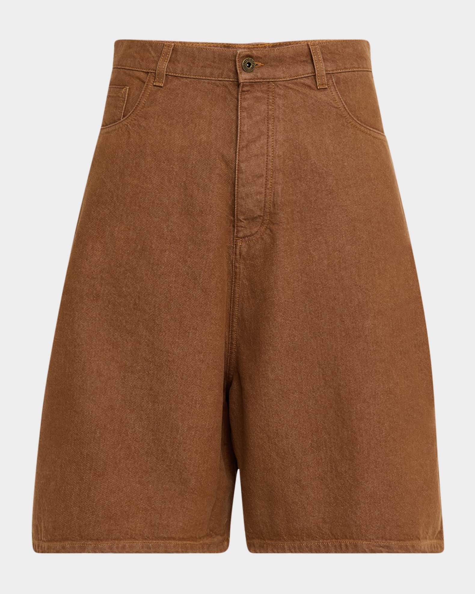 Men's Aged Denim Oversized Shorts 0