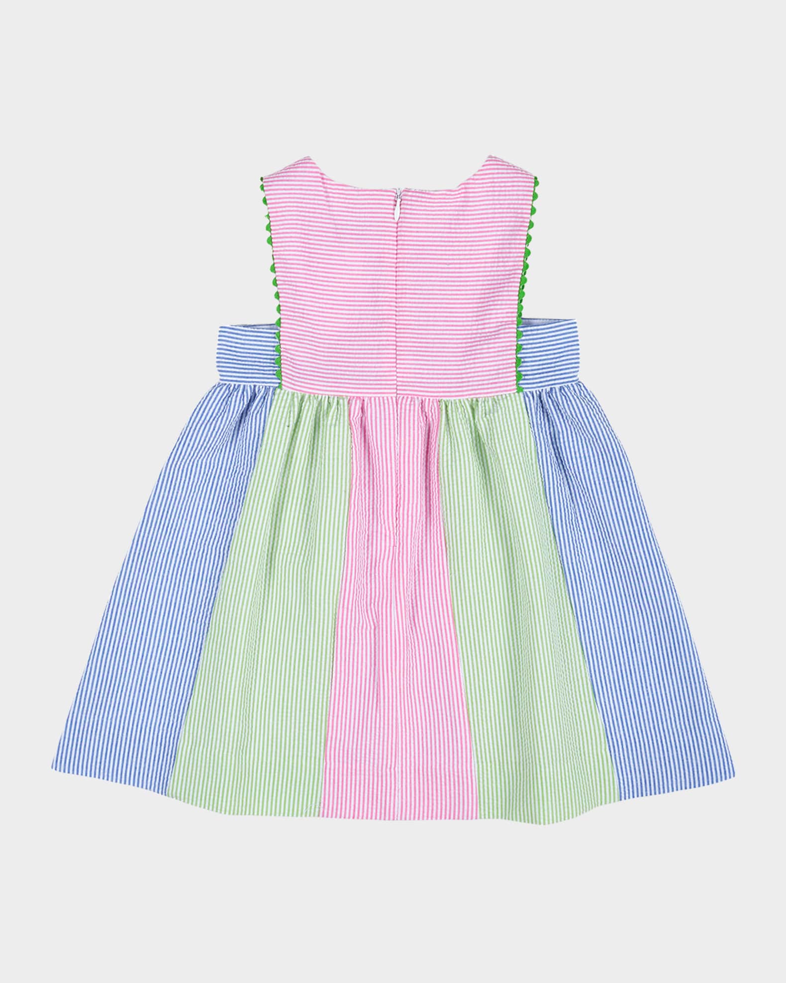 Girl's Striped Seersucker Dress W/ Flowers, Size 2-6 1