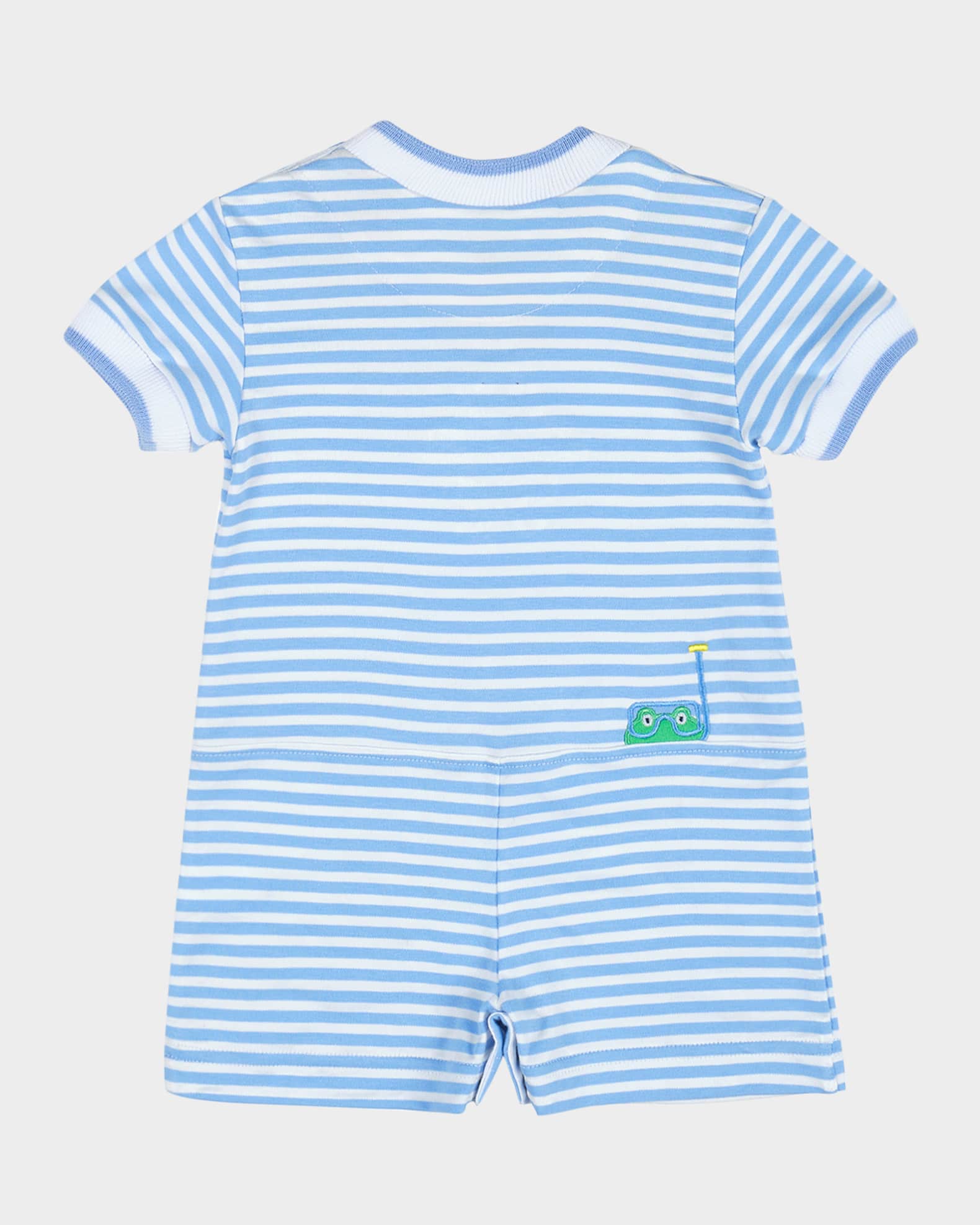Boy's Frog Stripe Knit Shortalls, Size 3M-18M 1