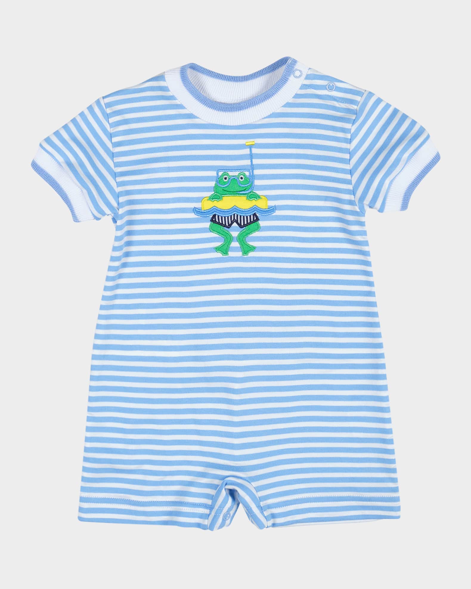 Boy's Frog Stripe Knit Shortalls, Size 3M-18M 0