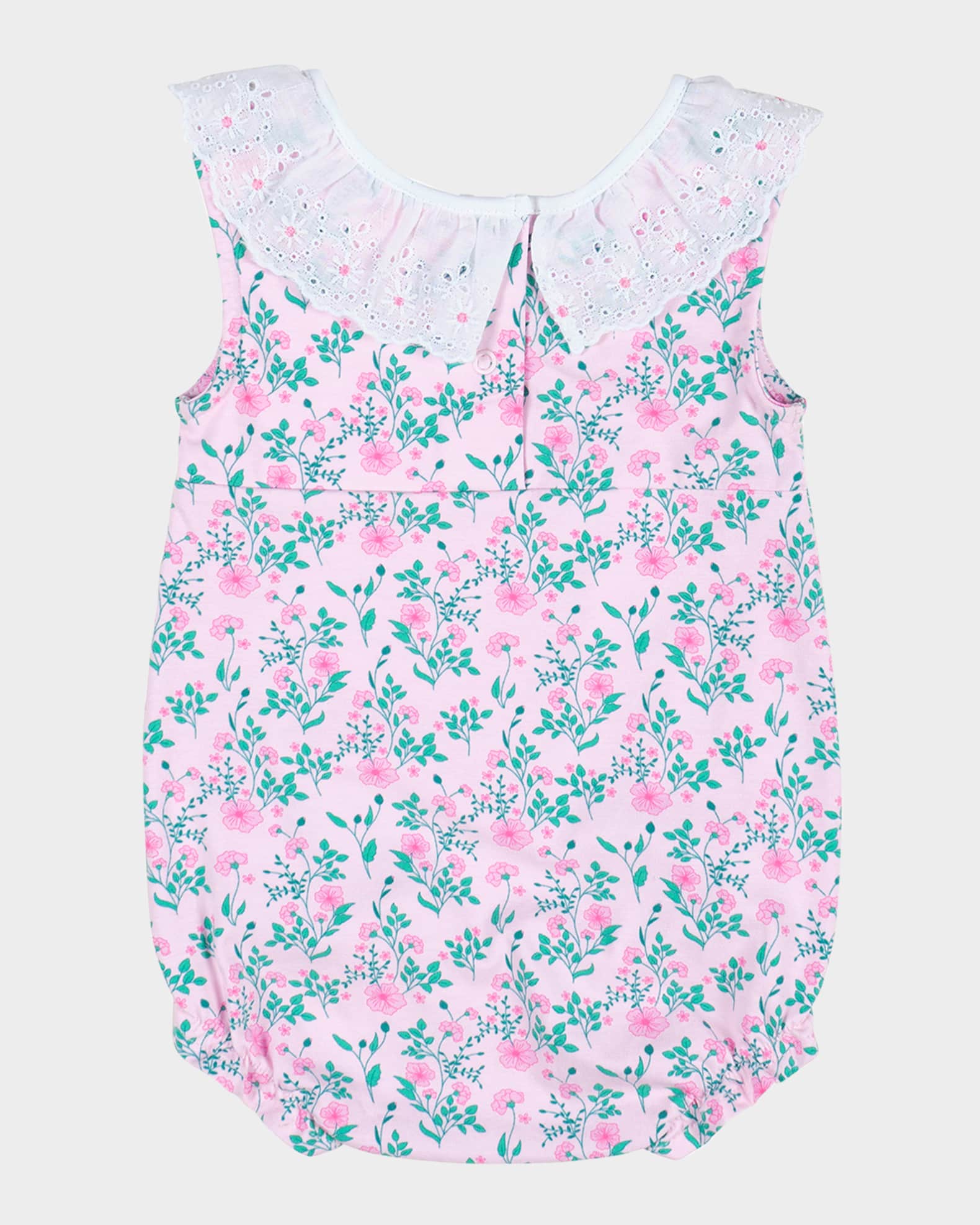 Girl's Eyelet Collar Floral-Print Romper, Size 3M-24M 1