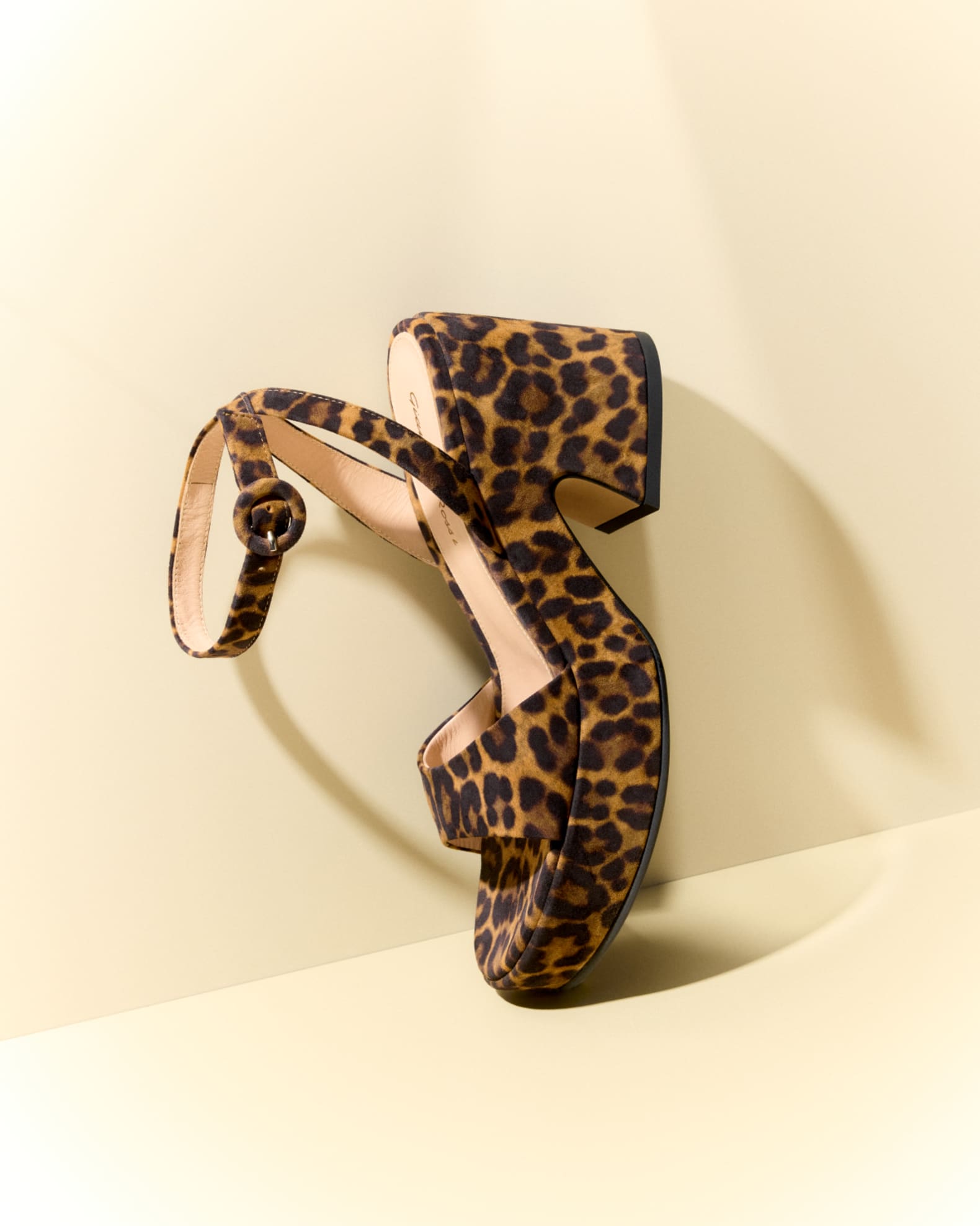 Gianvito Rossi Alma Leopard Ankle-Strap Platform Sandals | Neiman