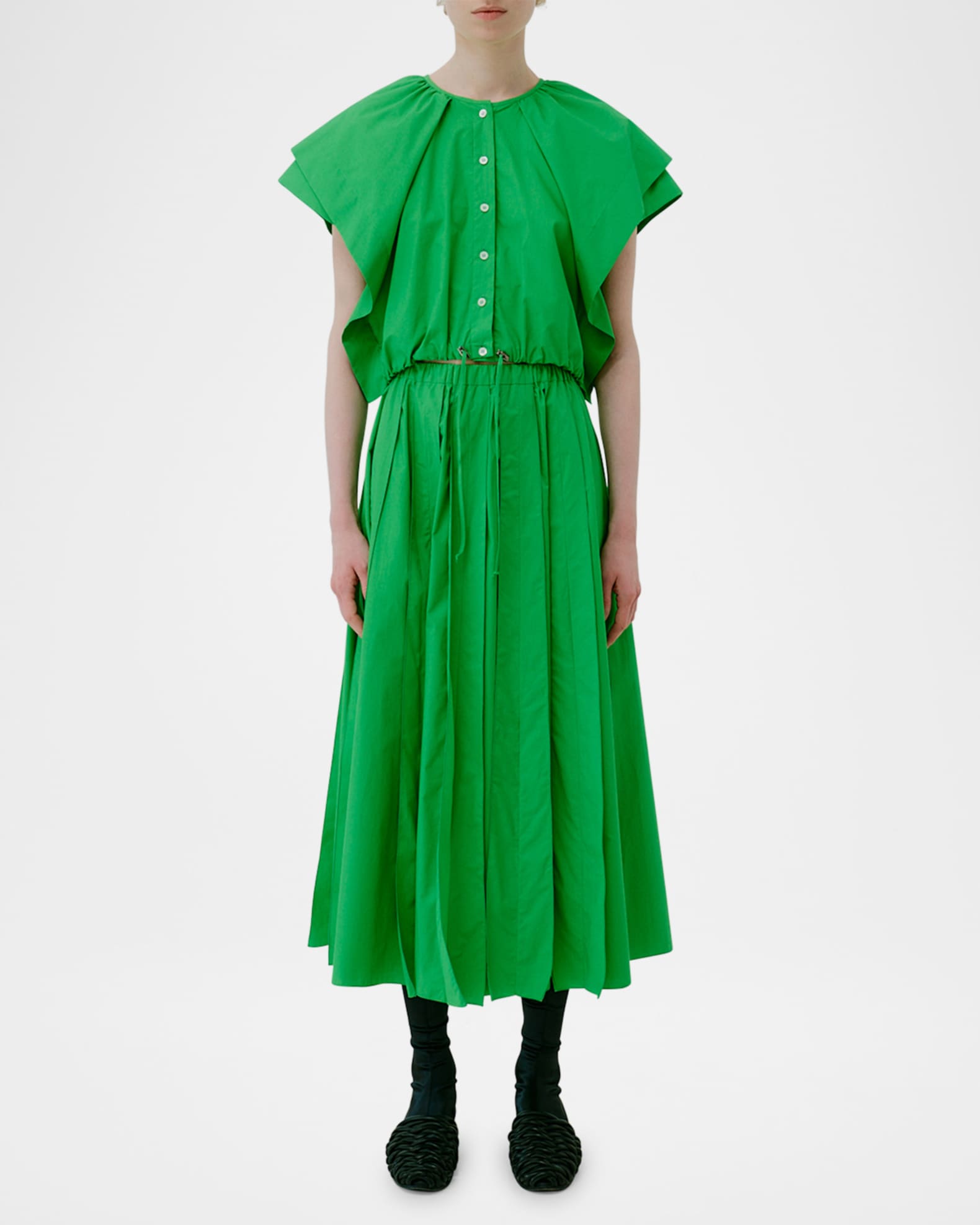 A-Line Reverse Seam Cotton Midi Skirt 1