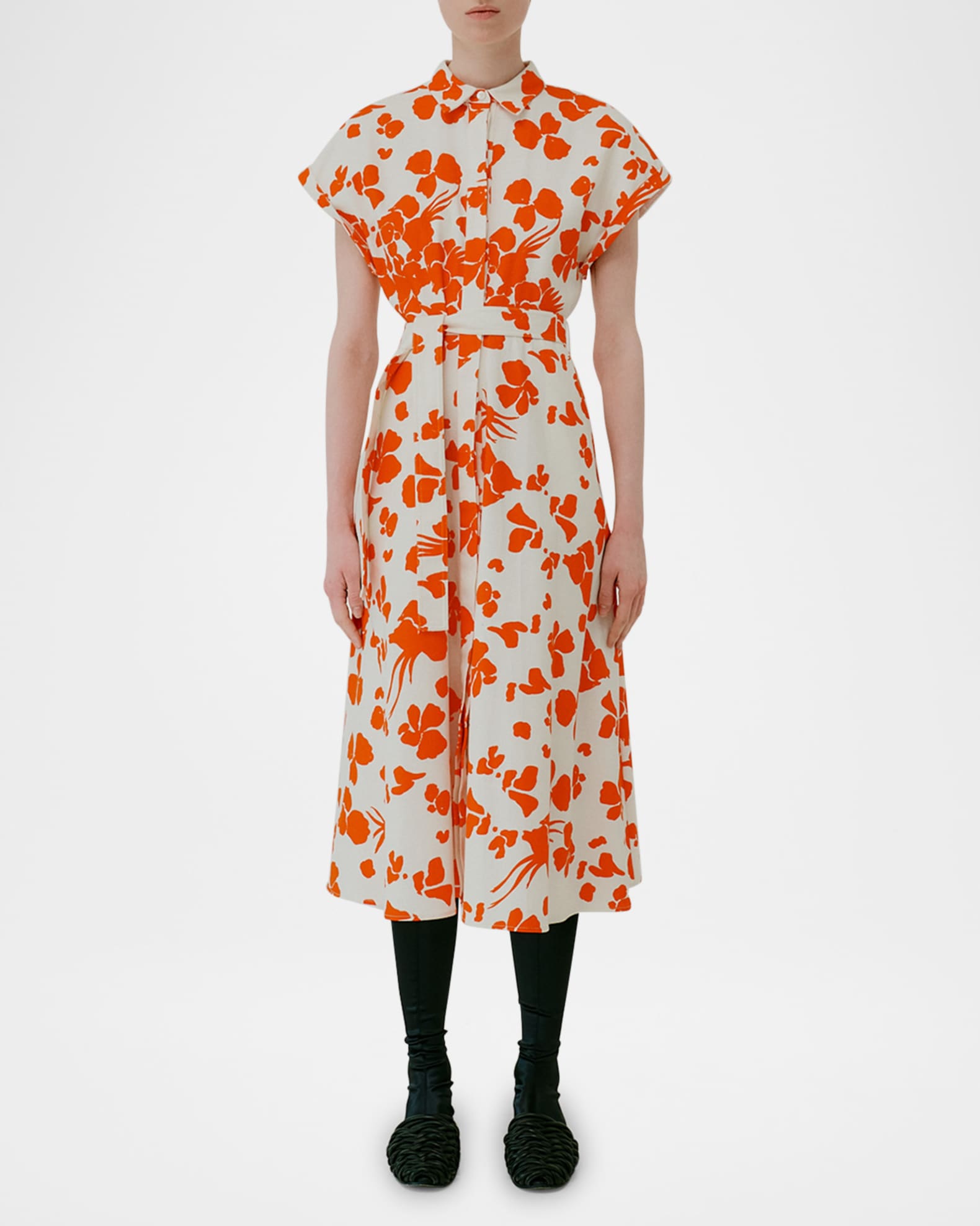 Floral-Print Cotton Canvas Midi Shirtdress 1