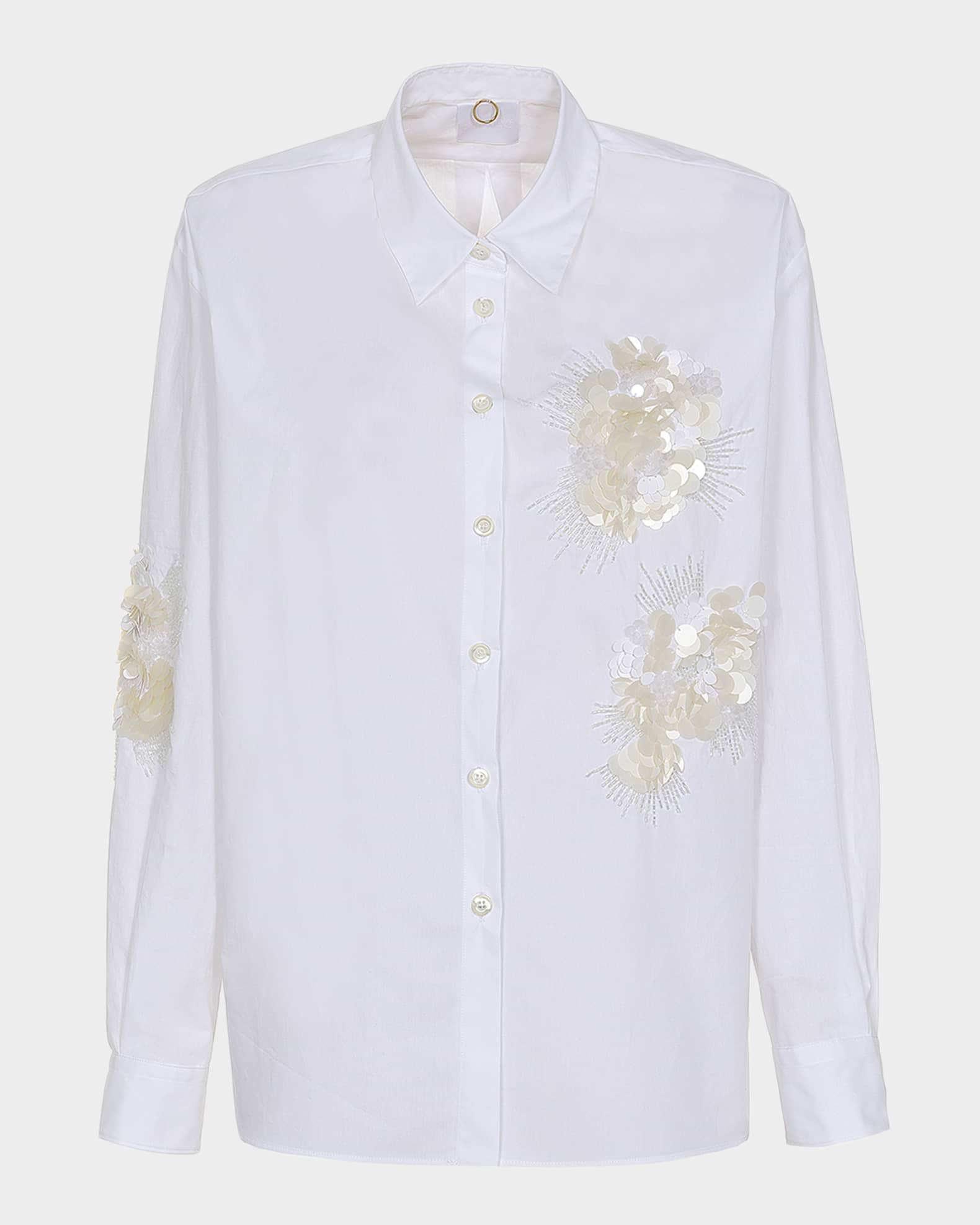 Bead & Sequin Floral Cotton Blouse 0