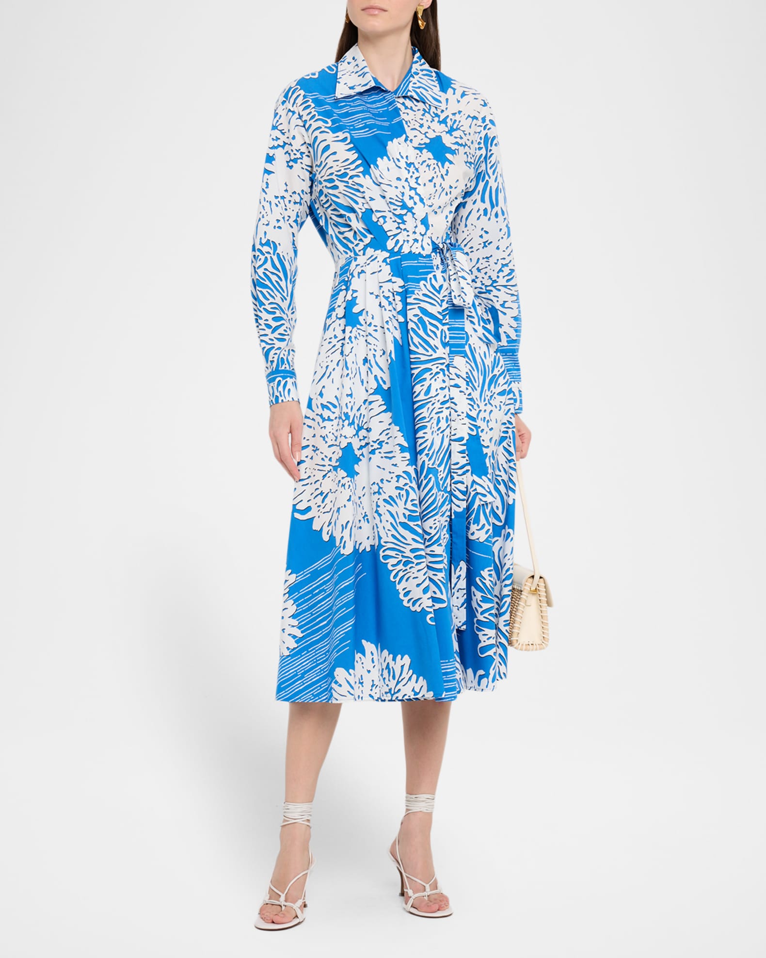 Abstract-Print Cotton Midi Wrap Shirtdress 1