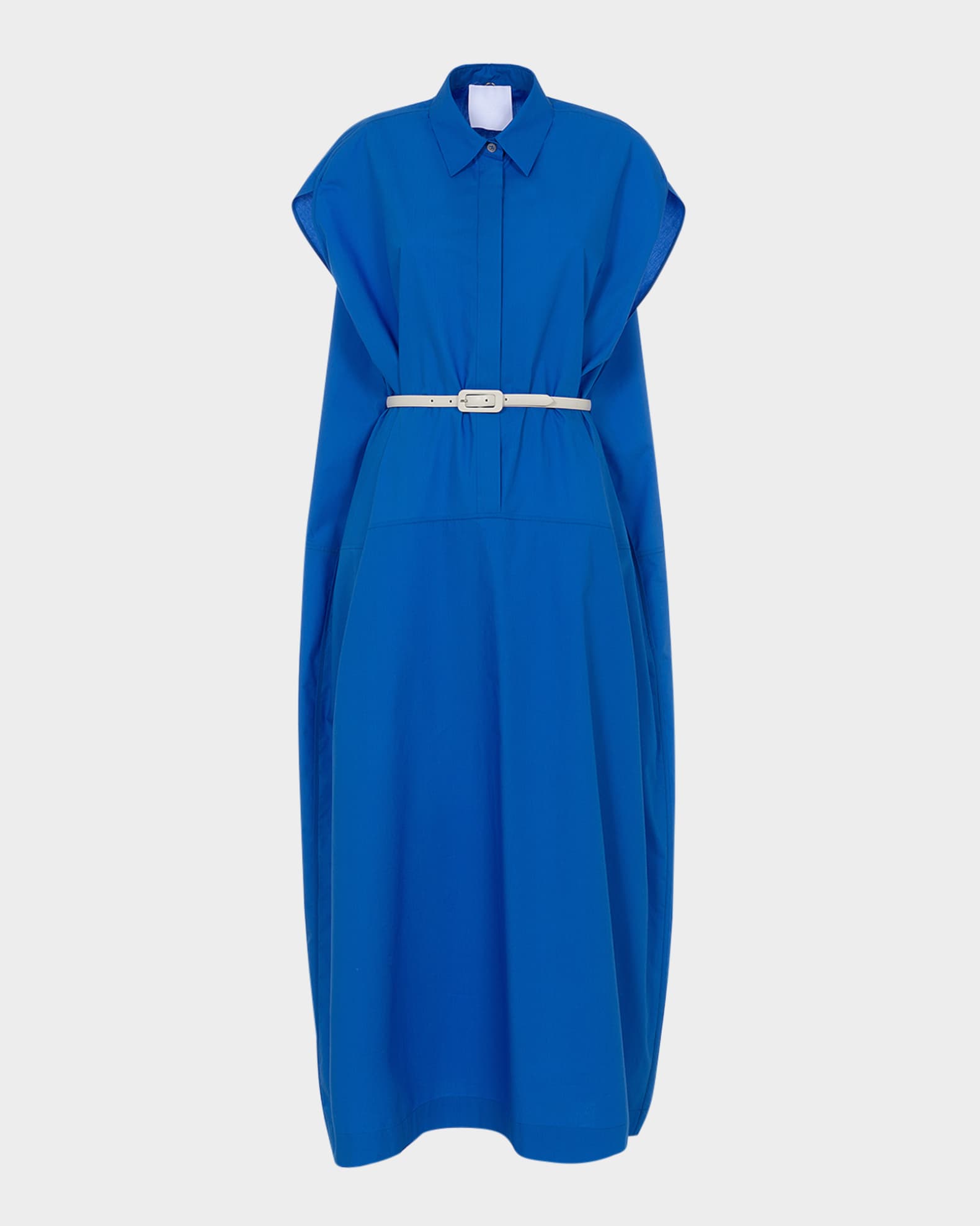 Belted Draped-Back Cotton Midi Shirtdress 0