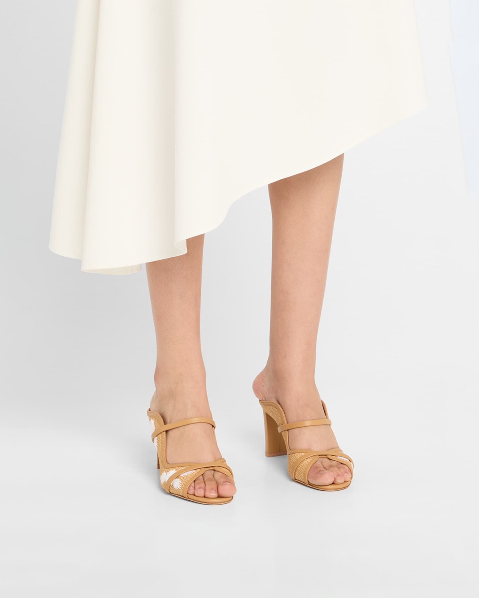 サンダル・ミュール MALONE SOULIERS GOLD SANDALS Penn raffia and metallic leather sandals in gold - Malone