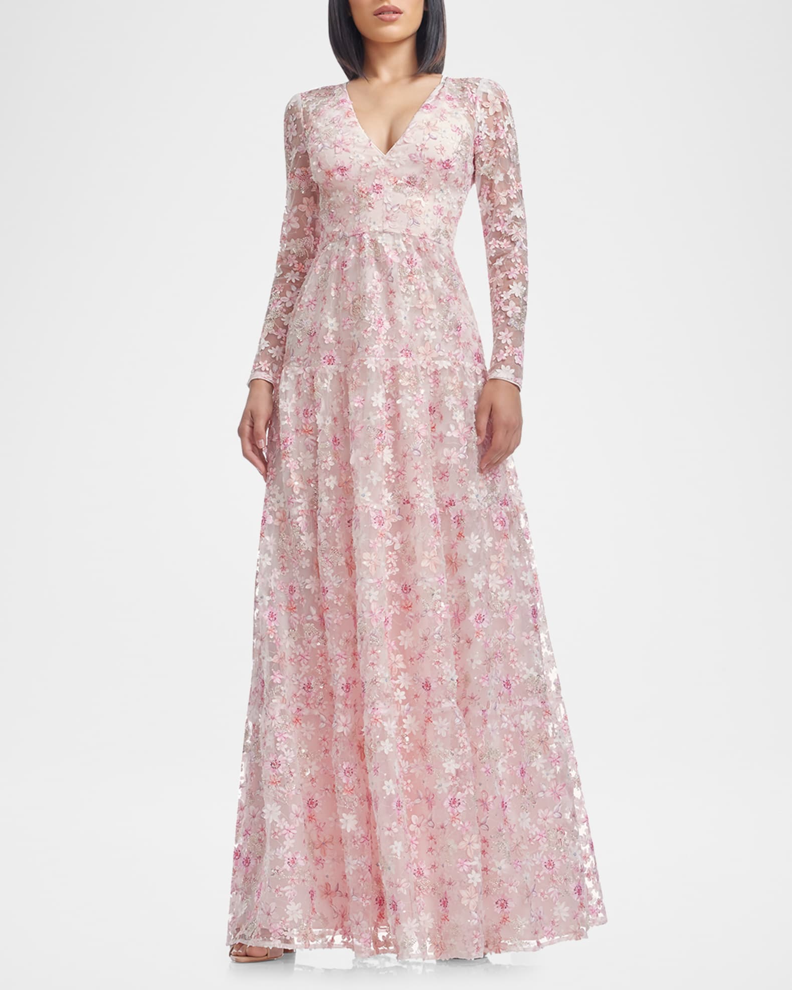Angelina Beaded Floral Applique Gown - Thumbnail 2