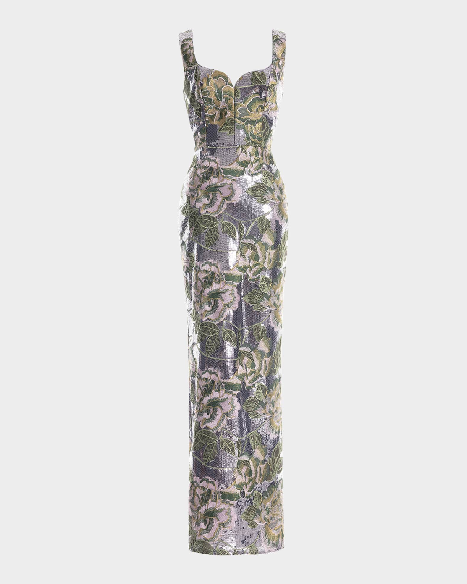 Goldie Floral-Embroidered Sequin Gown 0