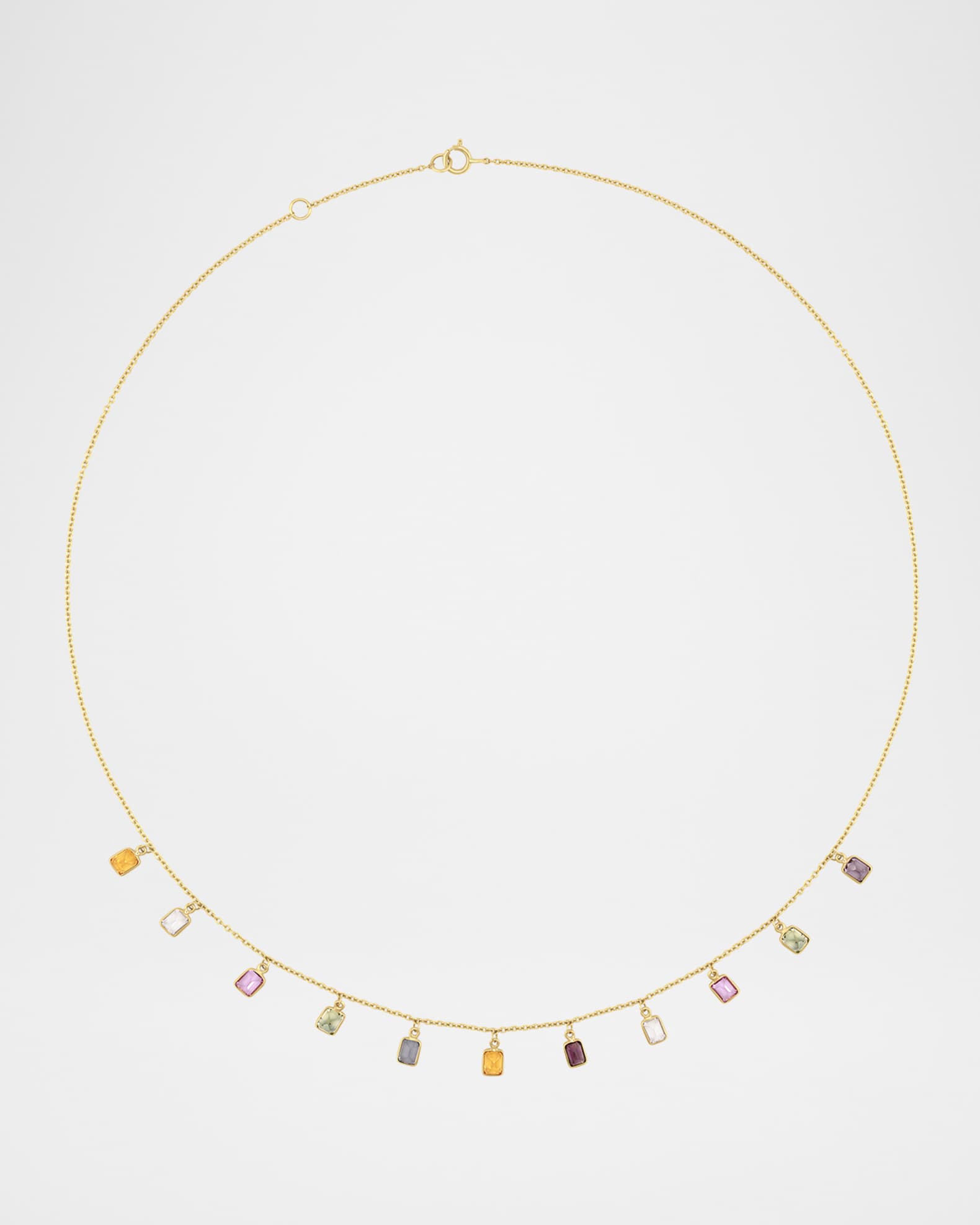 Chakra Rainbow Sapphire Bezel Necklace 0