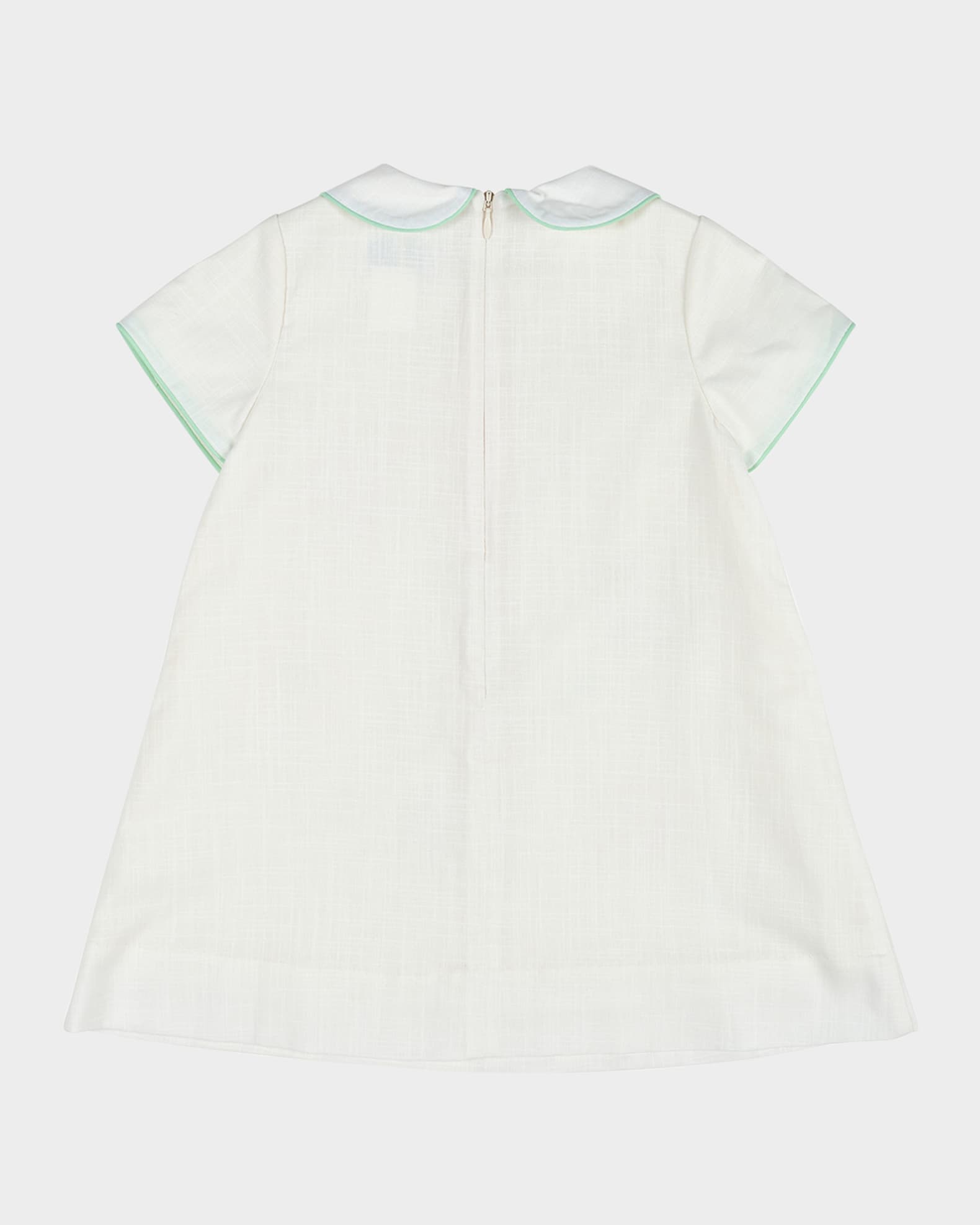 Girl's Linen Dress W/ Embroidered Flowers, Size 6M-18M 1