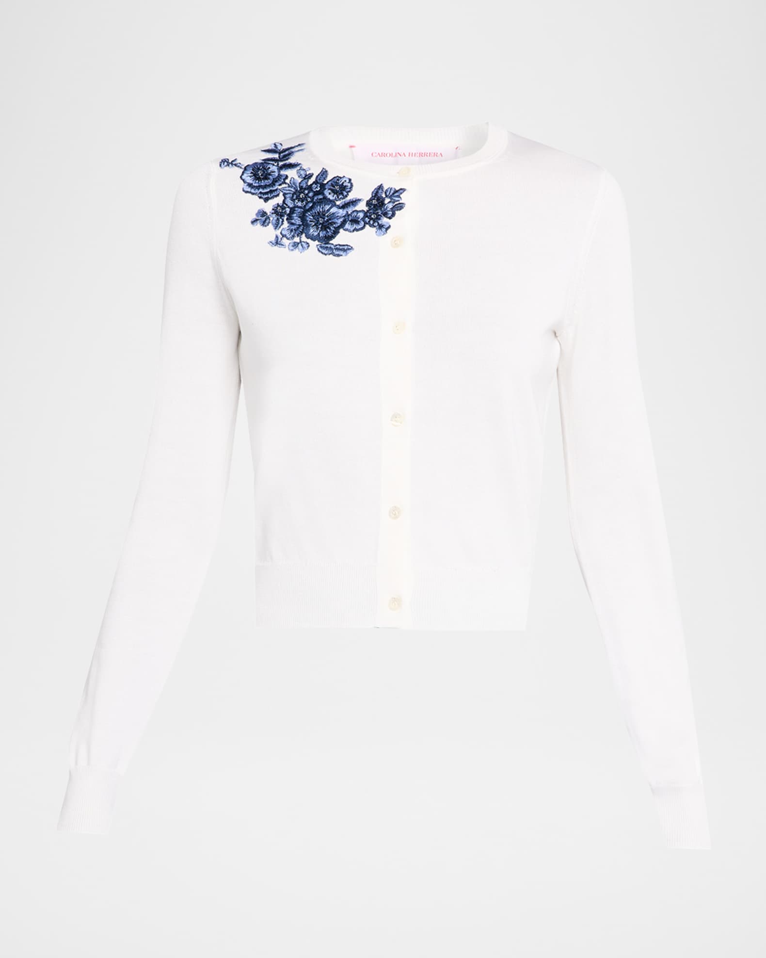 Floral Embroidered Crewneck Cardigan 0