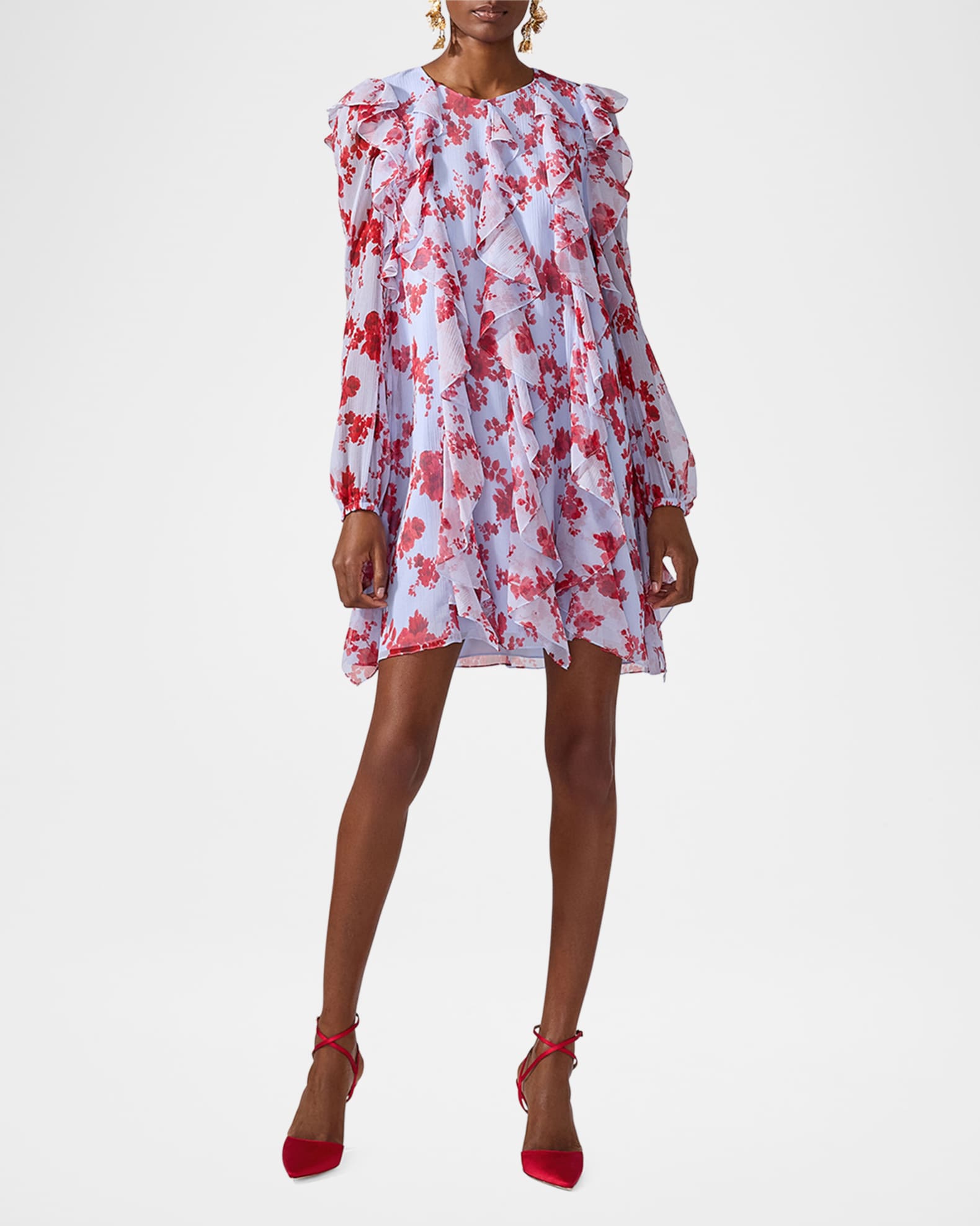 Floral Ruffle Chiffon Mini Dress 1