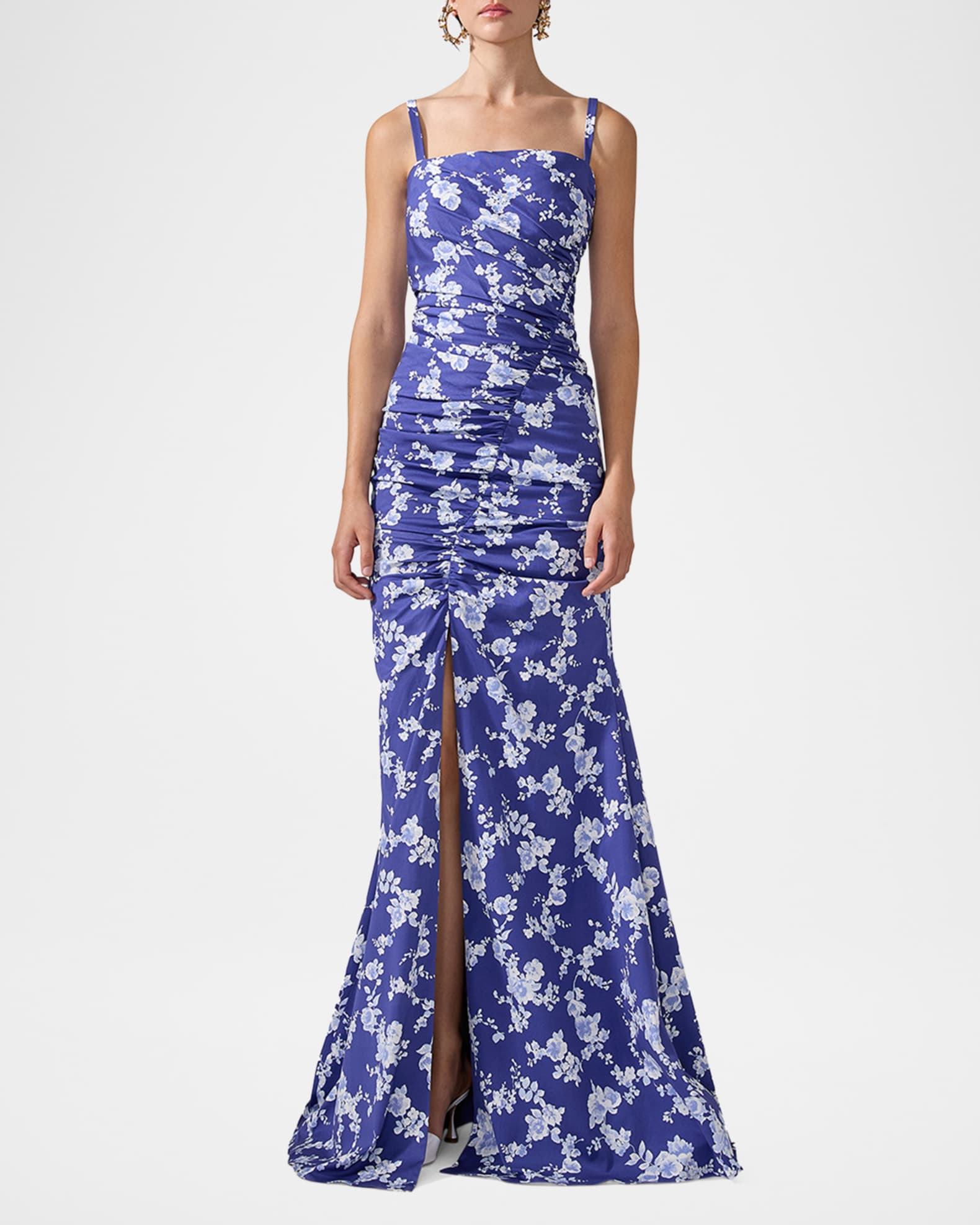Floral Gathered Slit Gown 1