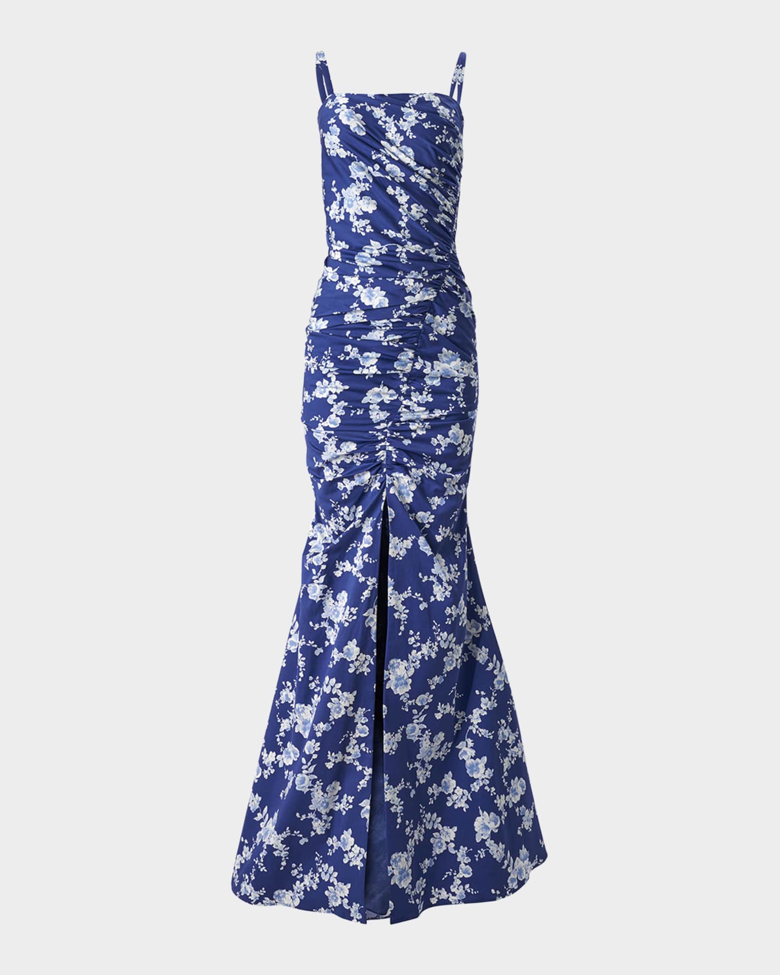 Floral Gathered Slit Gown 0