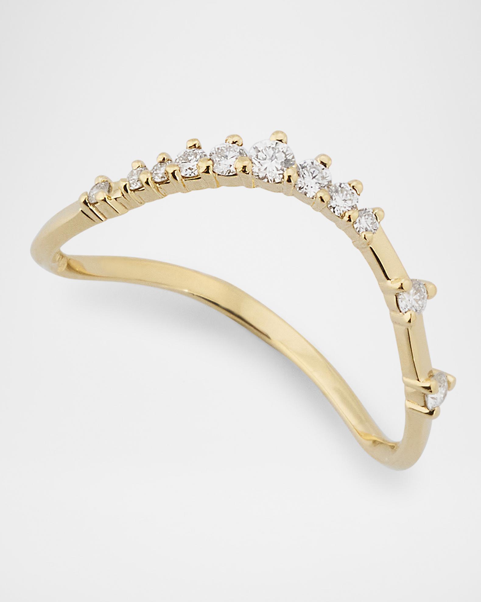 LANA 14K Gold Curved Solo Diamond Constellation Ring | Neiman Marcus