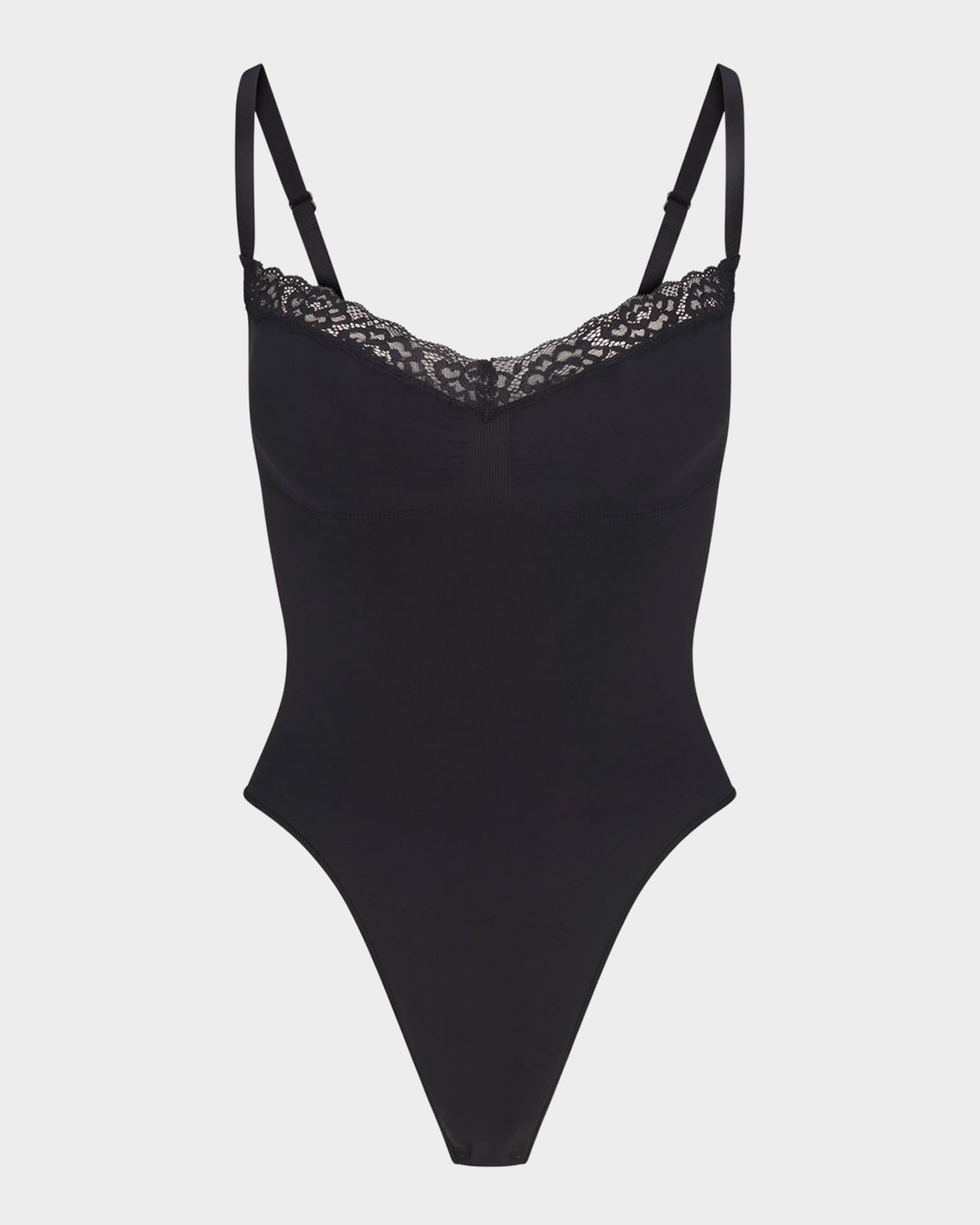 Seamless Sculpt Lace-Trim Thong Bodysuit 0