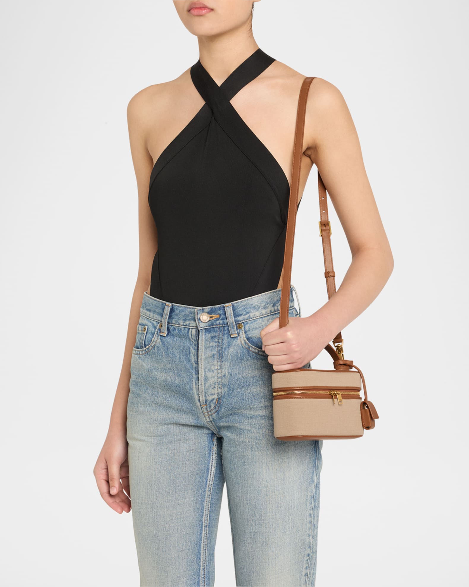 Vanity Crossbody Bag in Canvas and Leather  1