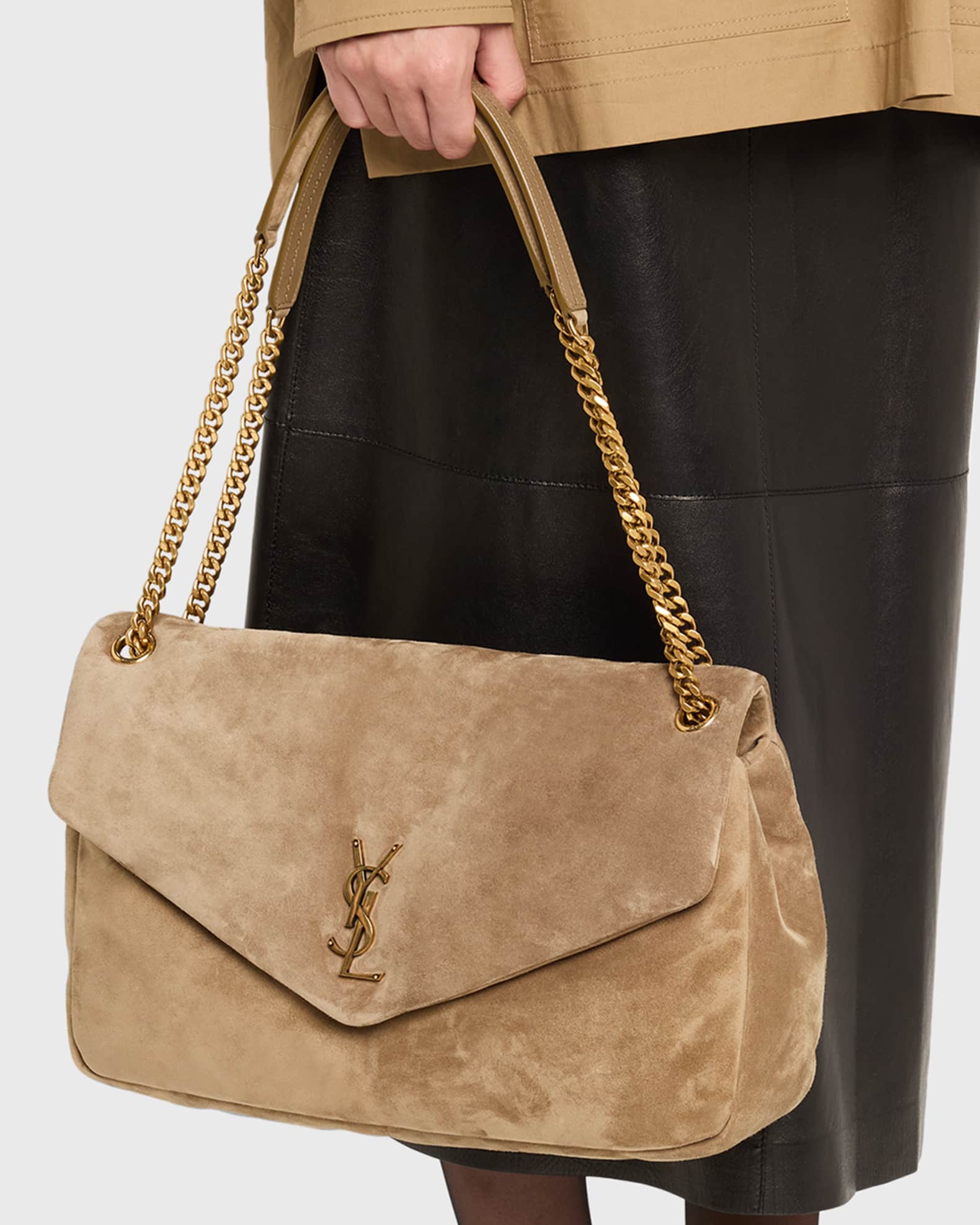 Calypso Large YSL Chain Shoulder Bag in Suede 1
