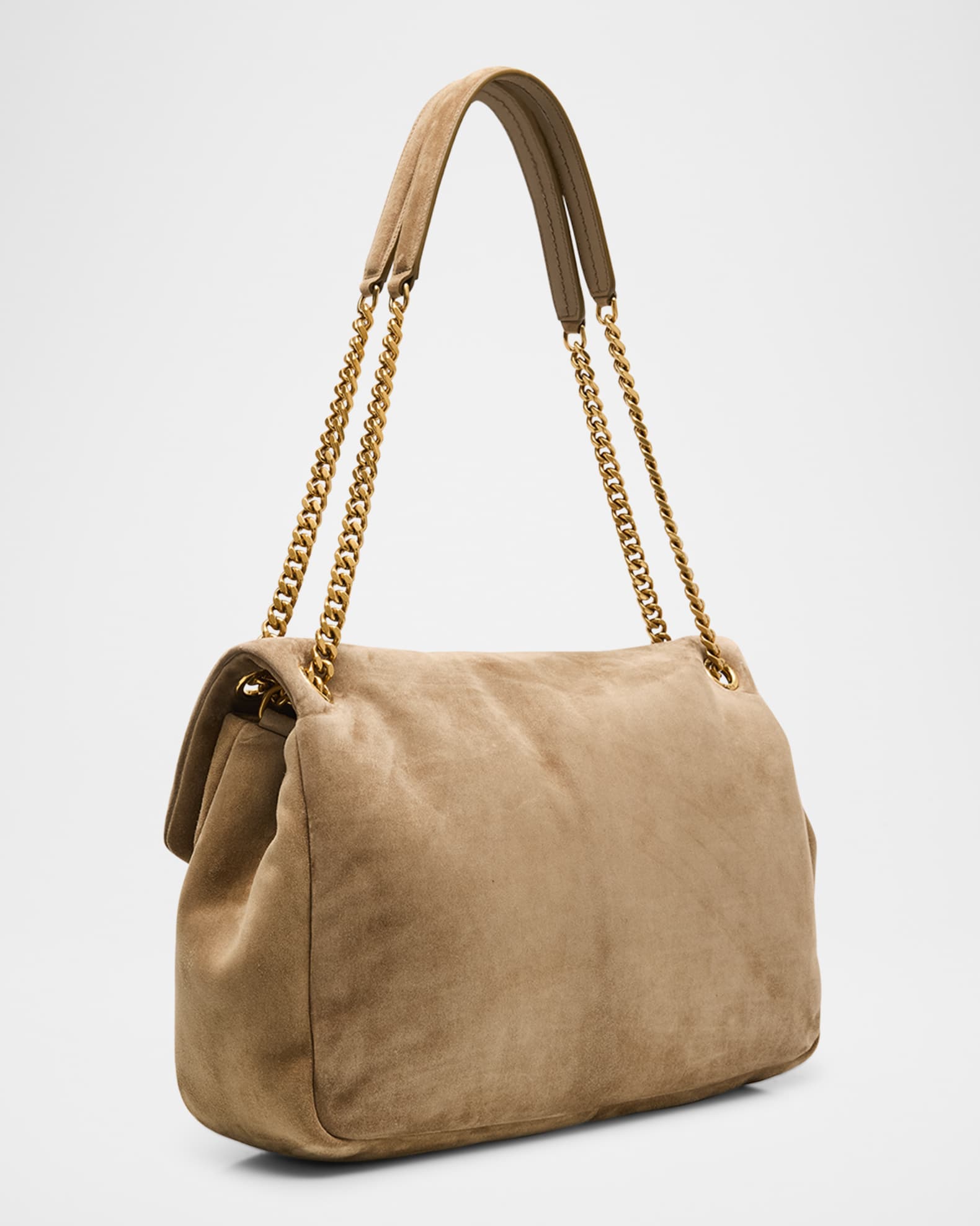 Saint Laurent Calypso Large YSL Chain Shoulder Bag in Suede