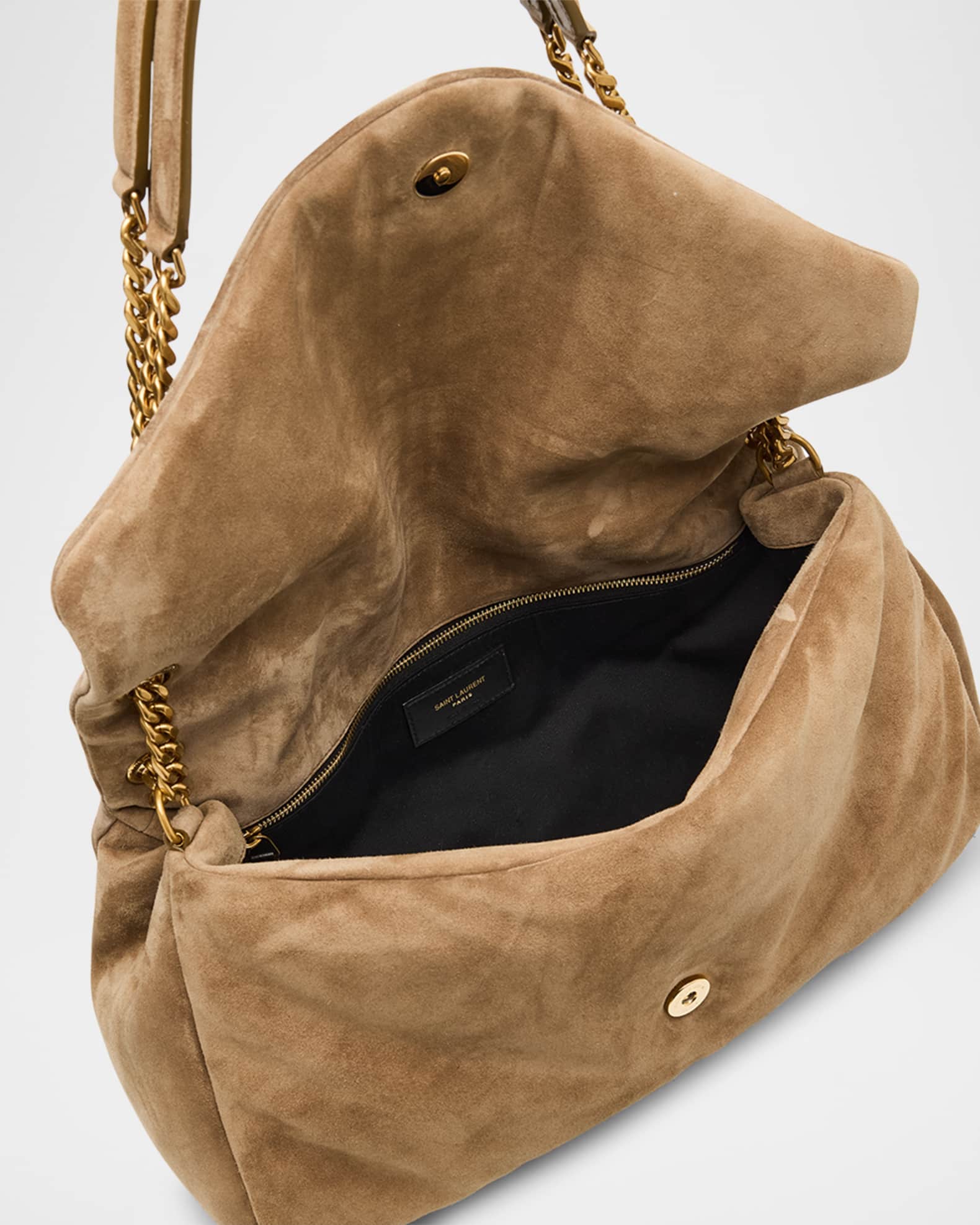 Saint Laurent Calypso Large YSL Chain Shoulder Bag in Suede