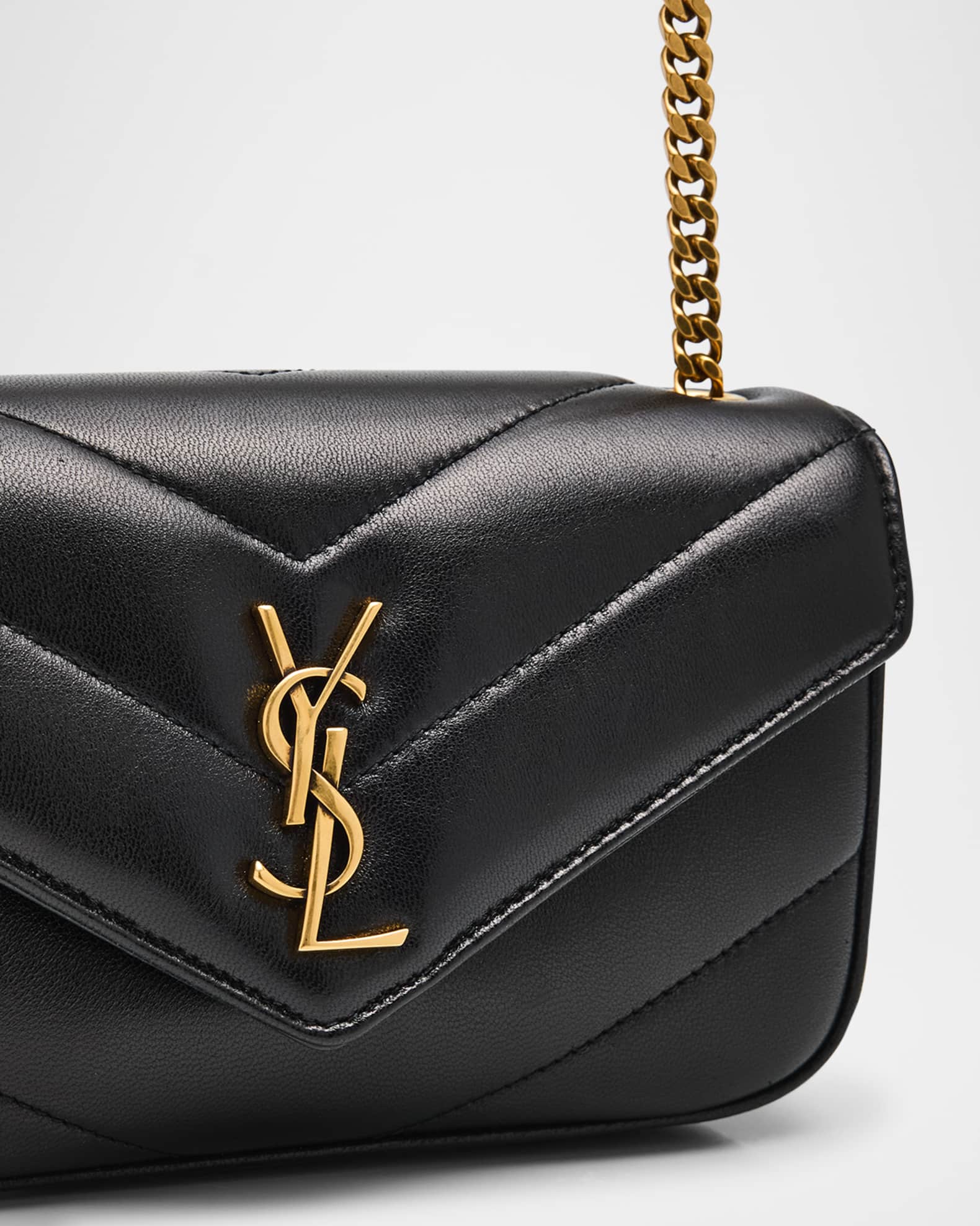 Saint Laurent Loulou Mini YSL Chain Crossbody Bag in Quilted