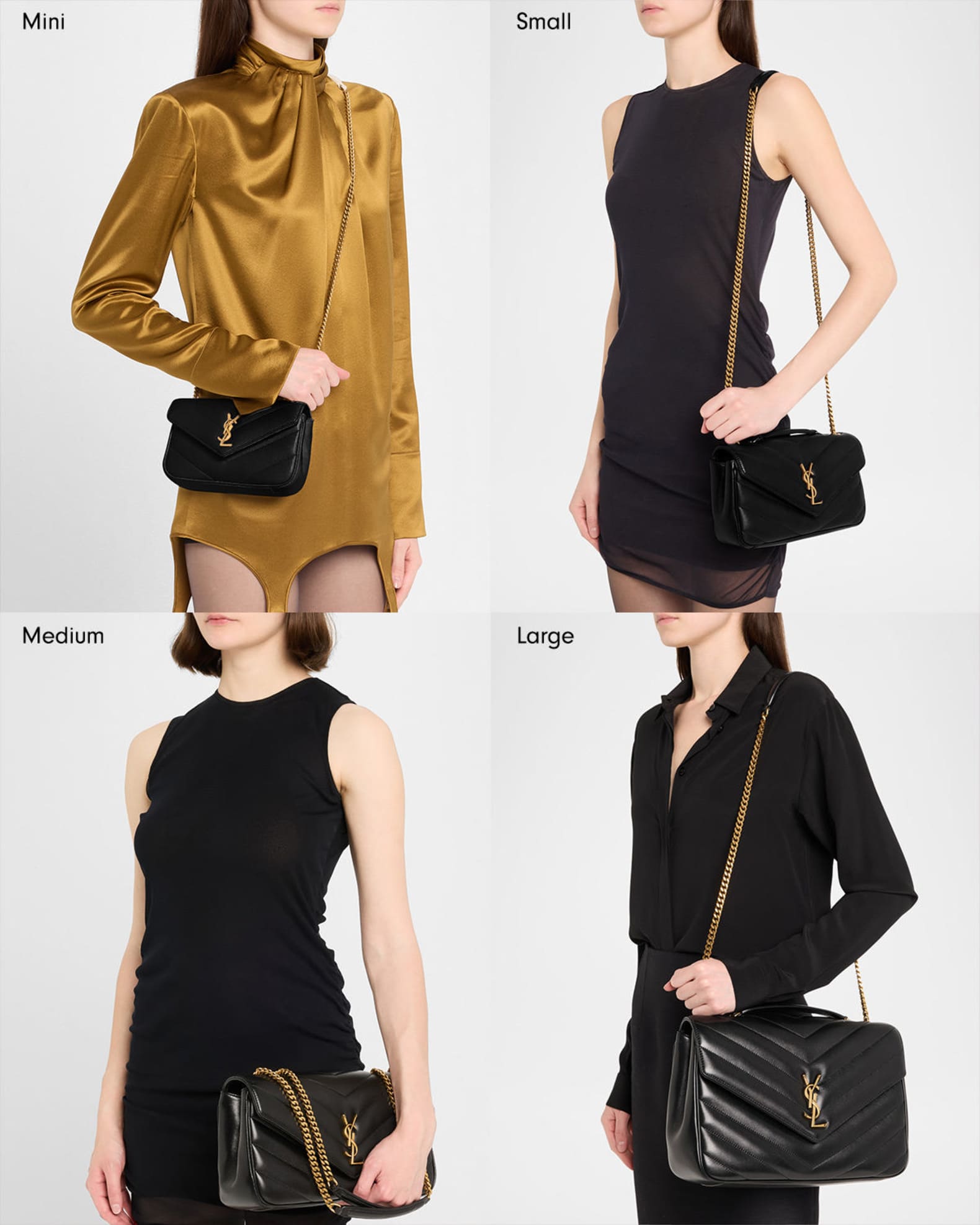 SAINT LAURENT ブラックショルダーバッグ Loulou mini Saint Laurent Loulou Mini YSL Chain Crossbody Bag in Quilted