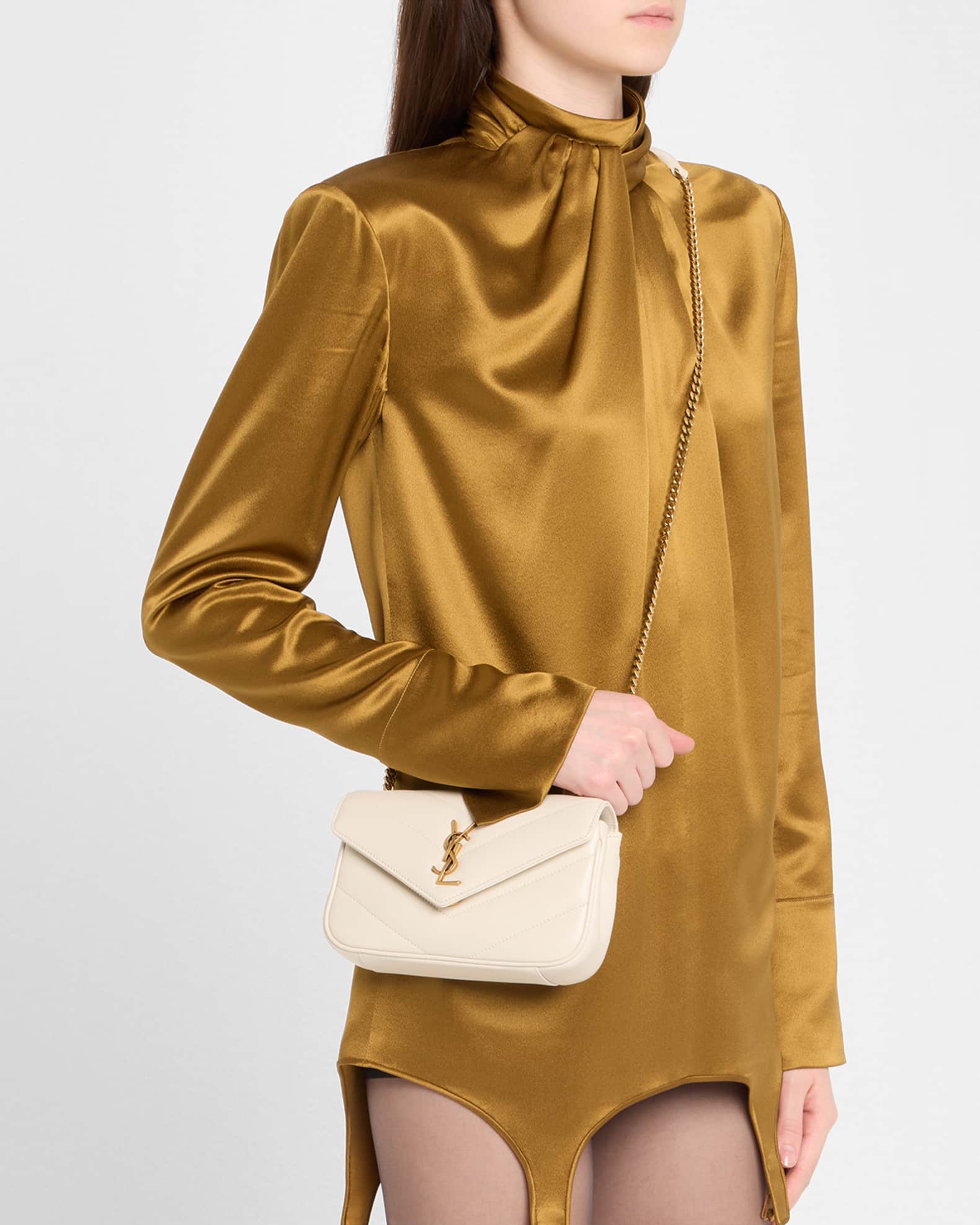 Loulou Mini YSL Chain Crossbody Bag in Quilted Leather 1