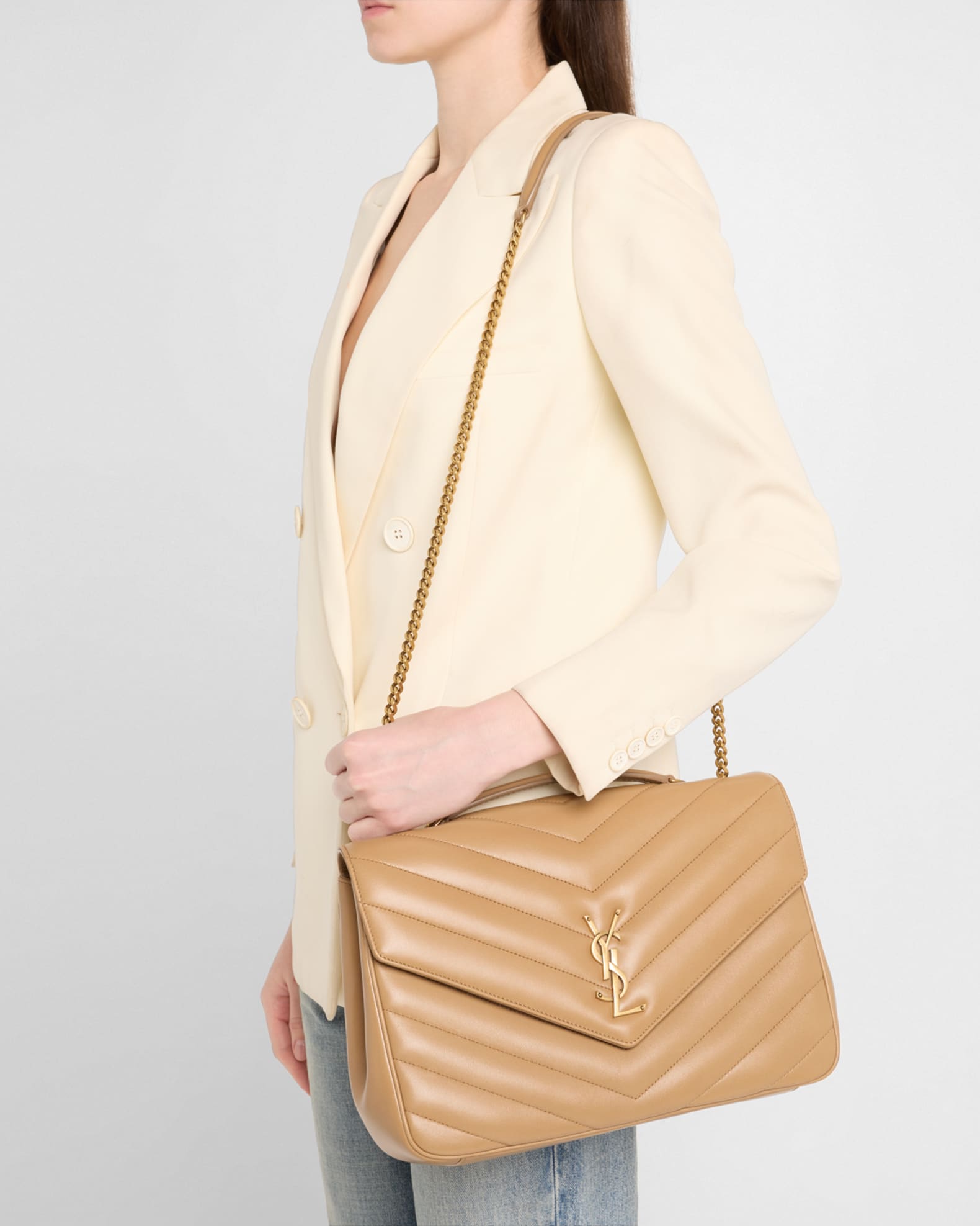 ショルダーバッグ・ポシェット SAINT LAURENT LOULOU LARGE SHOULDER BAG IN QUILTED NAPPA Saint Laurent Loulou Large YSL Chain Shoulder Bag in Quilted