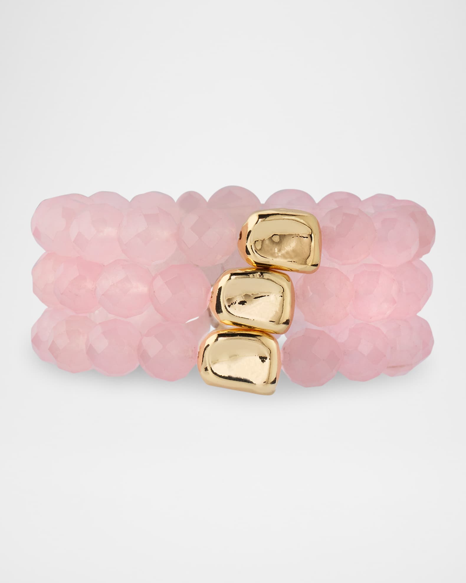 Rose Quartz and Gold Accent Multi-Strand Stretch Bracelet 0