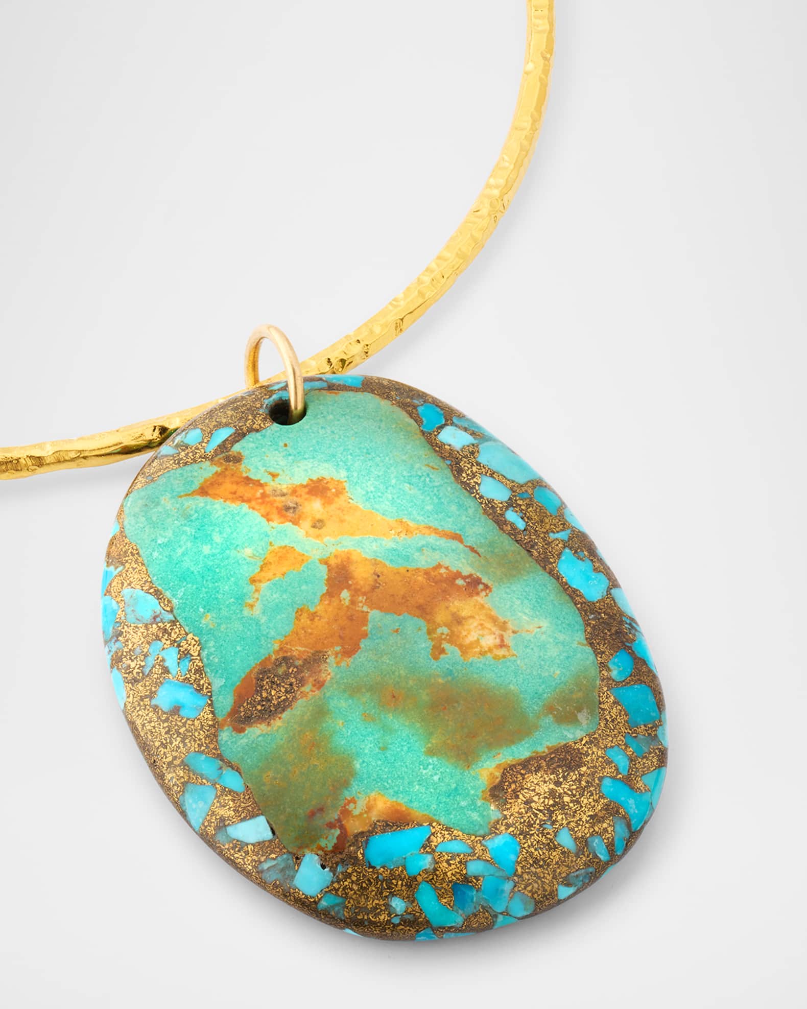 Copper Infused Peruvian Turquoise Pendant Necklace 1